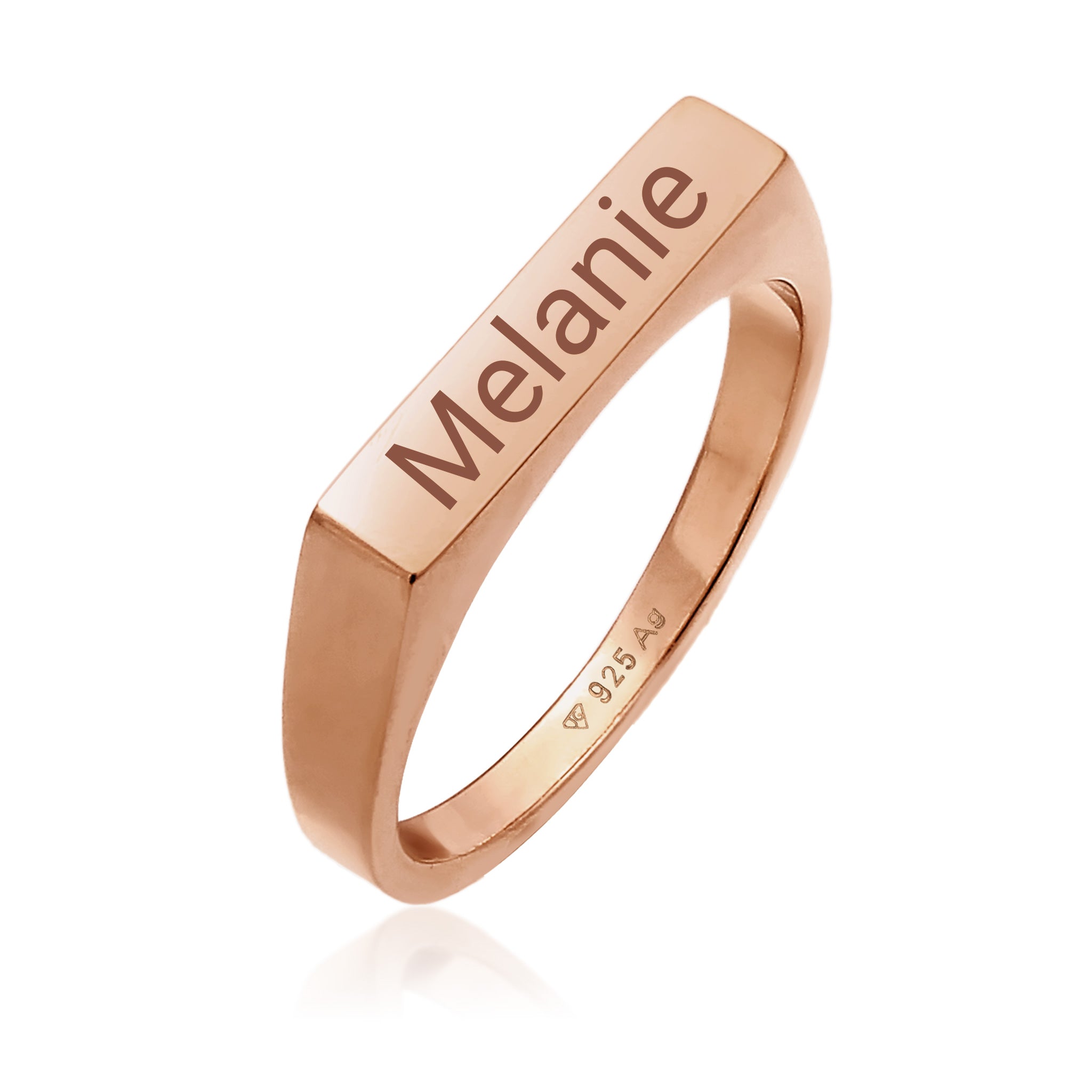 Roségold - Elli | Siegelring Filigran | Gravur Platte | 925 Sterling Silber rose-vergoldet