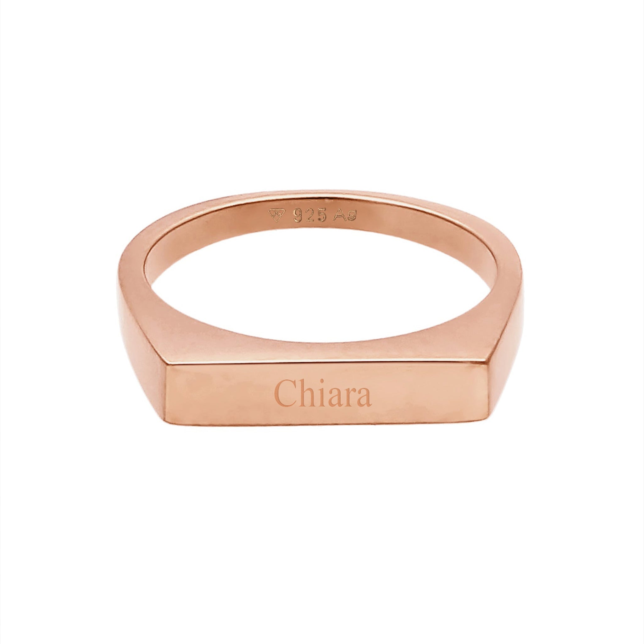 Roségold - Elli | Siegelring Filigran | Gravur Platte | 925 Sterling Silber rose-vergoldet