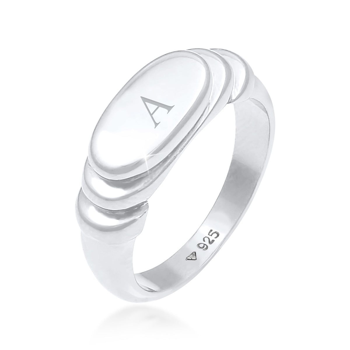Silber - Elli | Siegelring Oval | Gravur Platte | 925 Sterling Silber