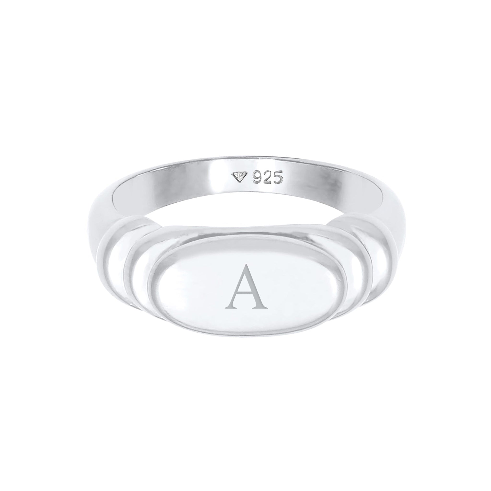 Silber - Elli | Siegelring Oval | Gravur Platte | 925 Sterling Silber