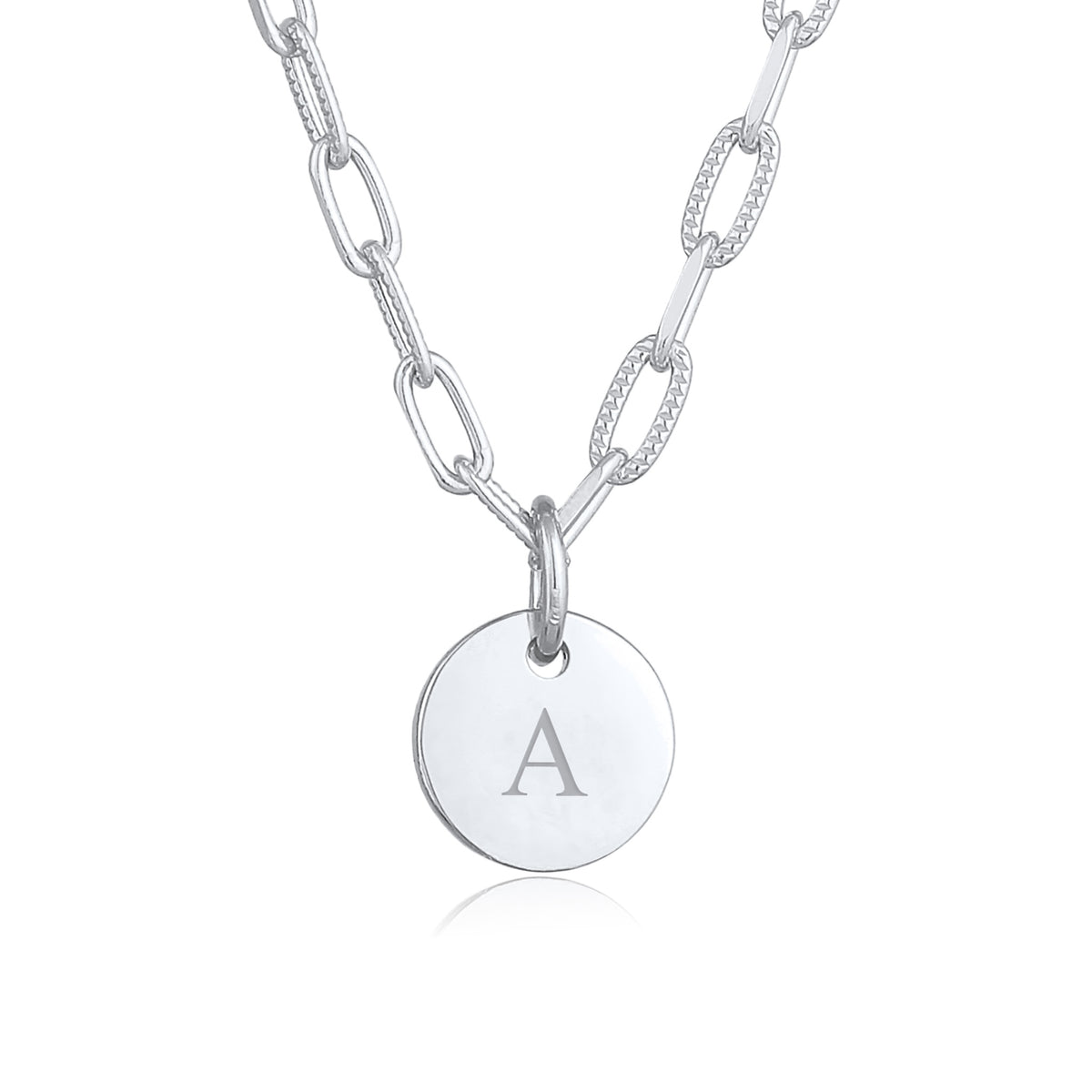 Silber - Elli | Gliederkette | Gravur Plättchen | 925 Sterling Silber
