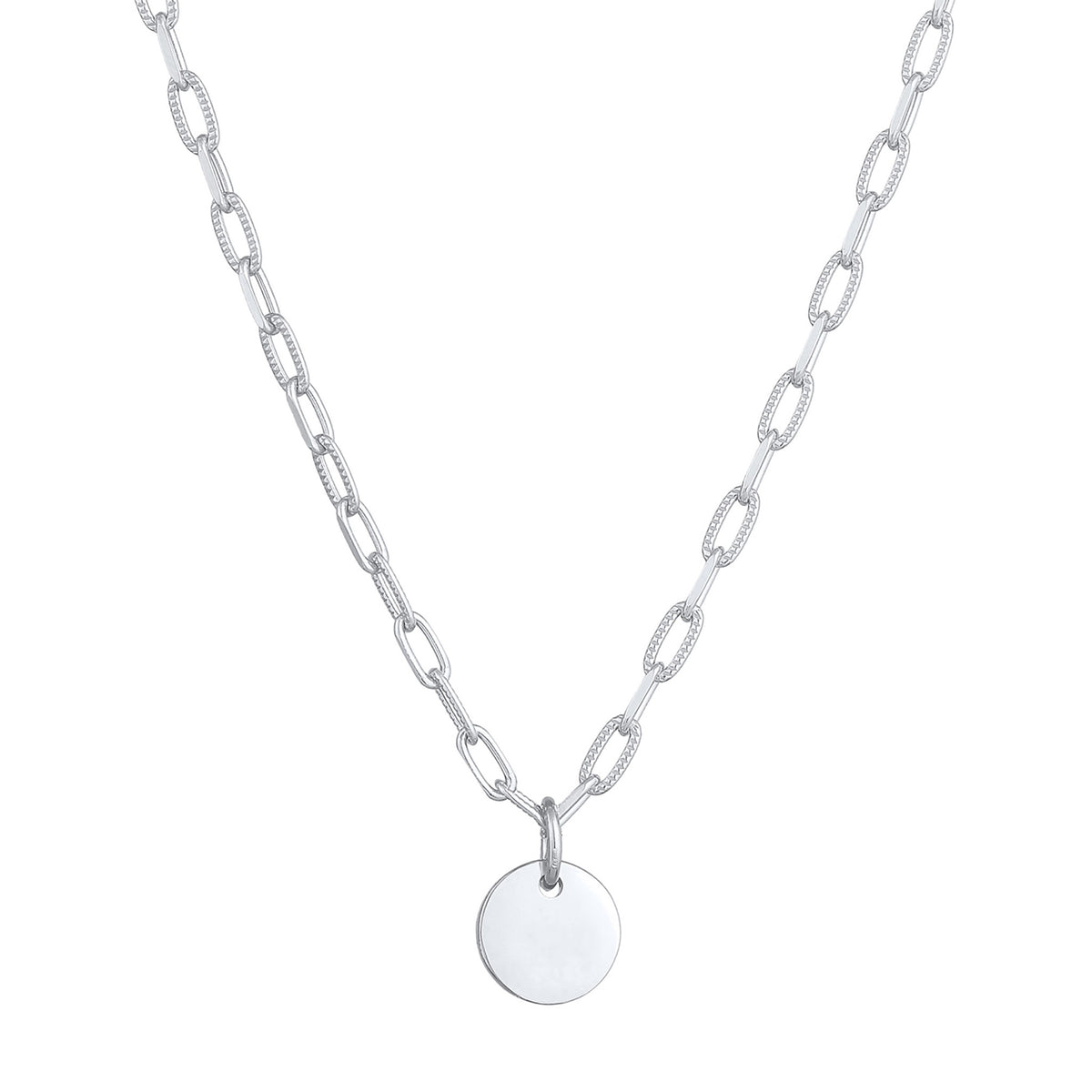 Silber - Elli | Gliederkette | Gravur Plättchen | 925 Sterling Silber
