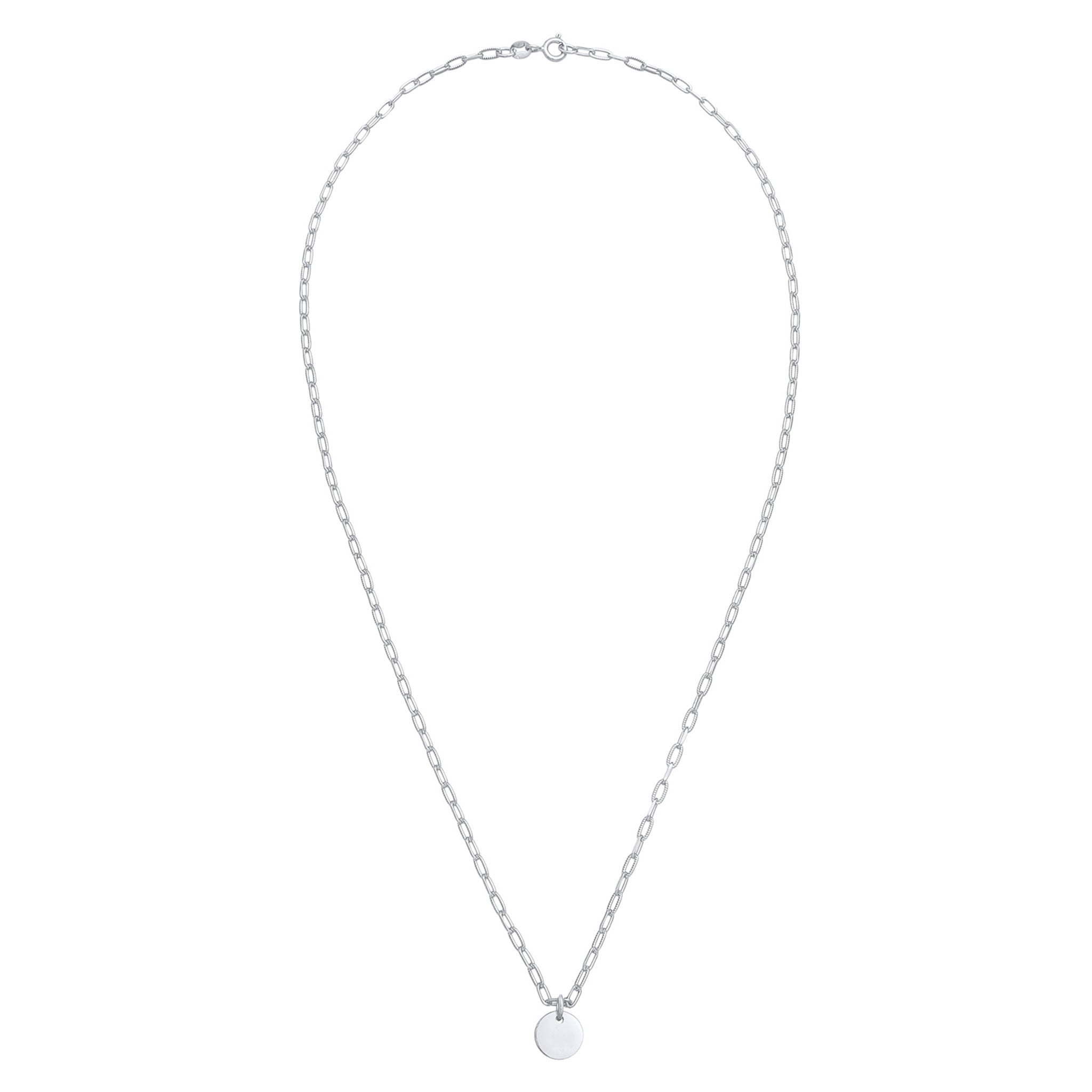 Silber - Elli | Gliederkette | Gravur Plättchen | 925 Sterling Silber