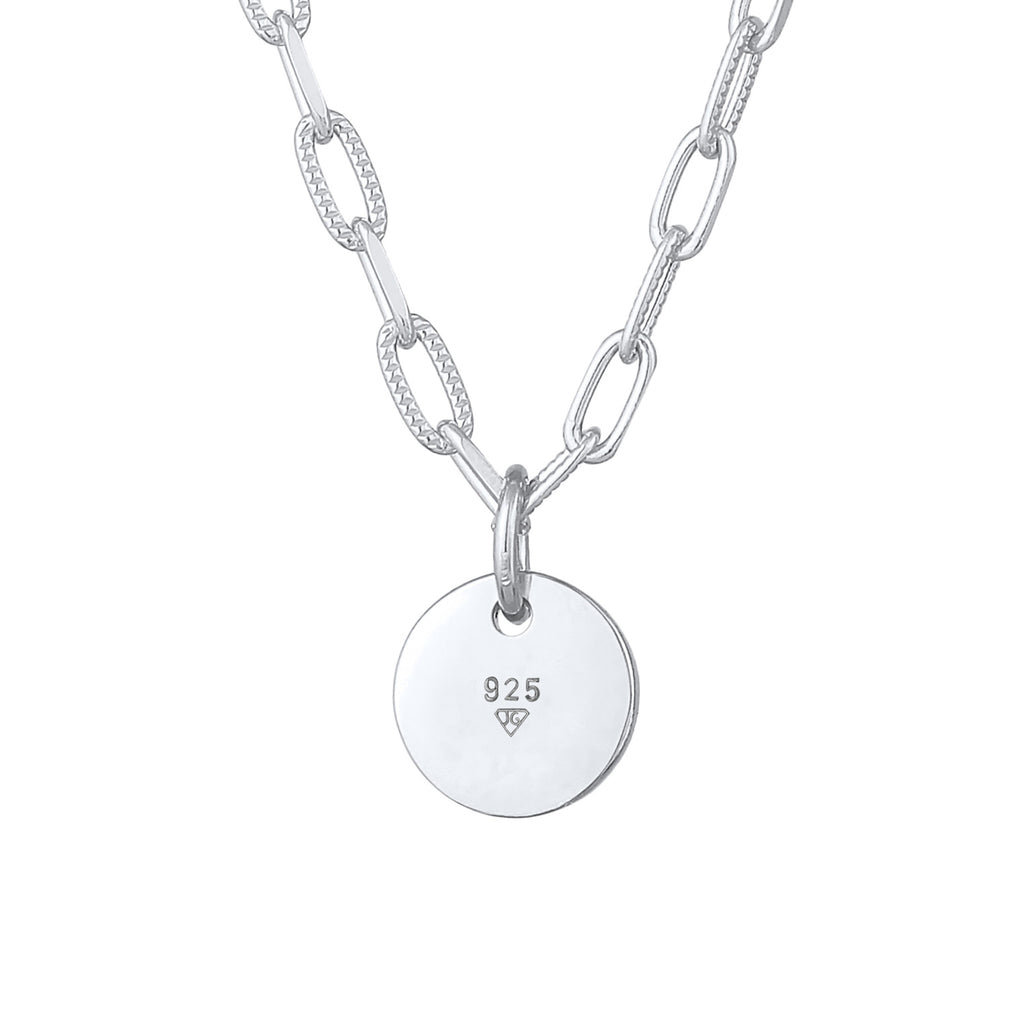 Silber - Elli | Gliederkette | Gravur Plättchen | 925 Sterling Silber