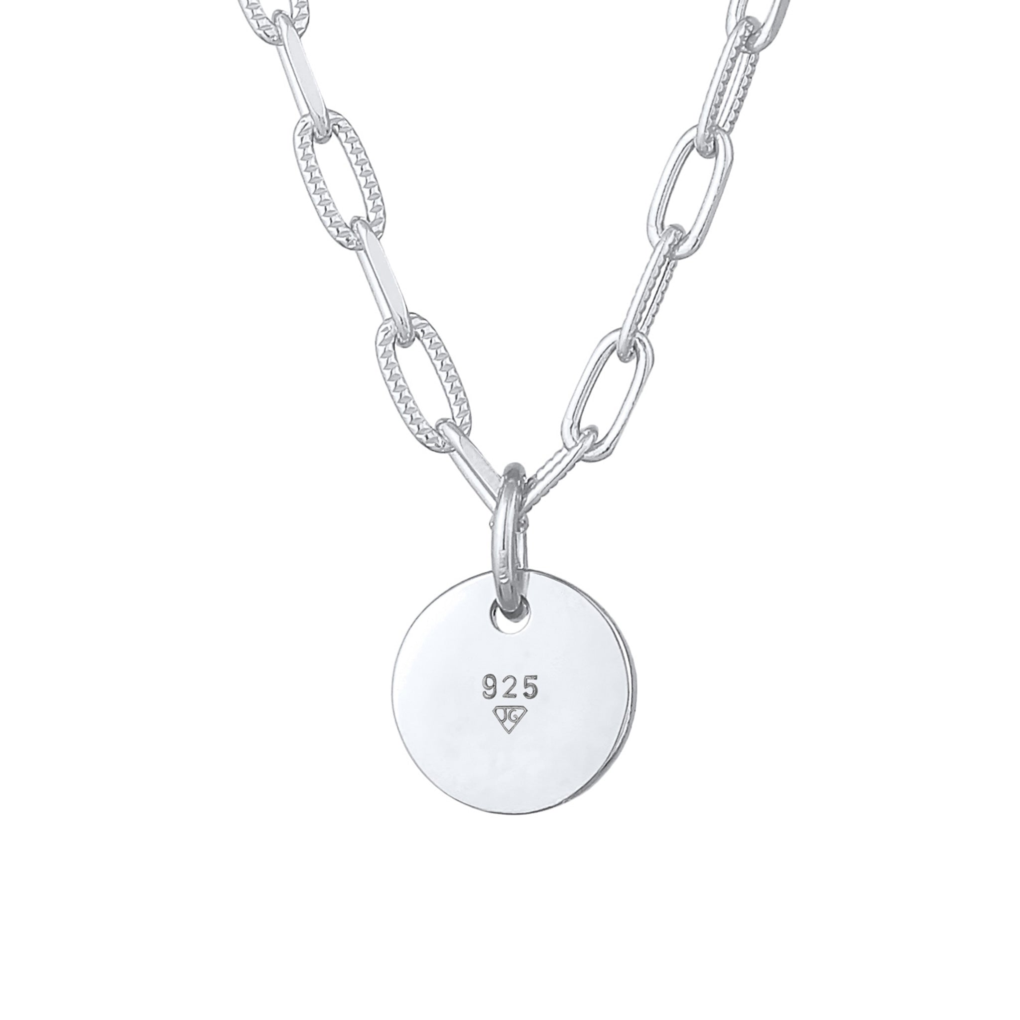 Silber - Elli | Gliederkette | Gravur Plättchen | 925 Sterling Silber