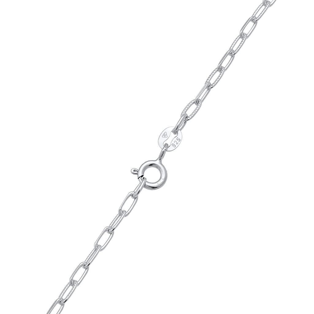 Silber - Elli | Gliederkette | Gravur Plättchen | 925 Sterling Silber