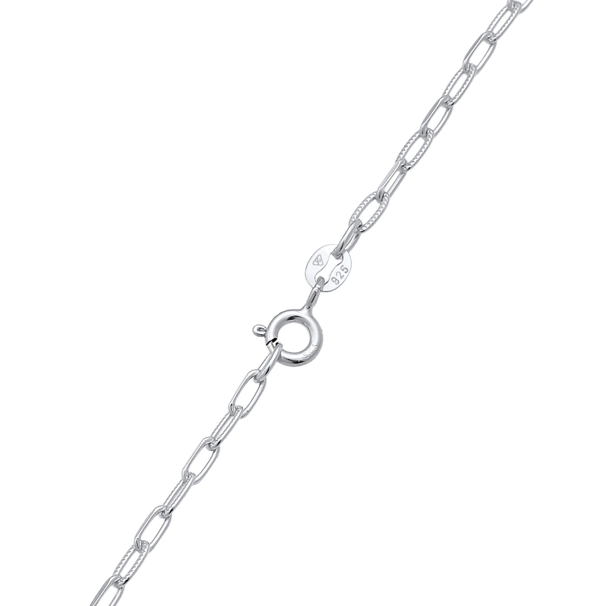 Silber - Elli | Gliederkette | Gravur Plättchen | 925 Sterling Silber