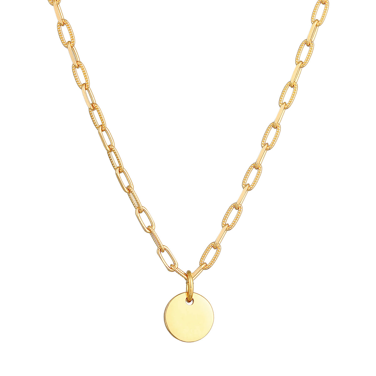 Gold - Elli | Gliederkette | Gravur Plättchen | 925 Sterling Silber vergoldet