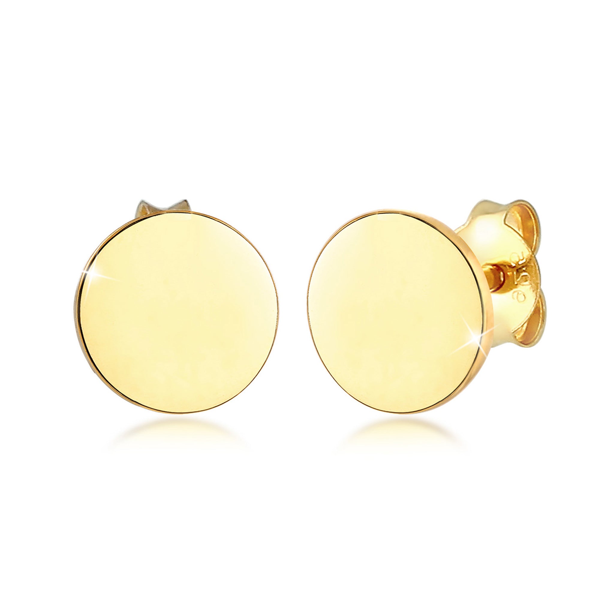 Gold - Elli | Ohrstecker | Gravur Plättchen | 925 Sterling Silber vergoldet