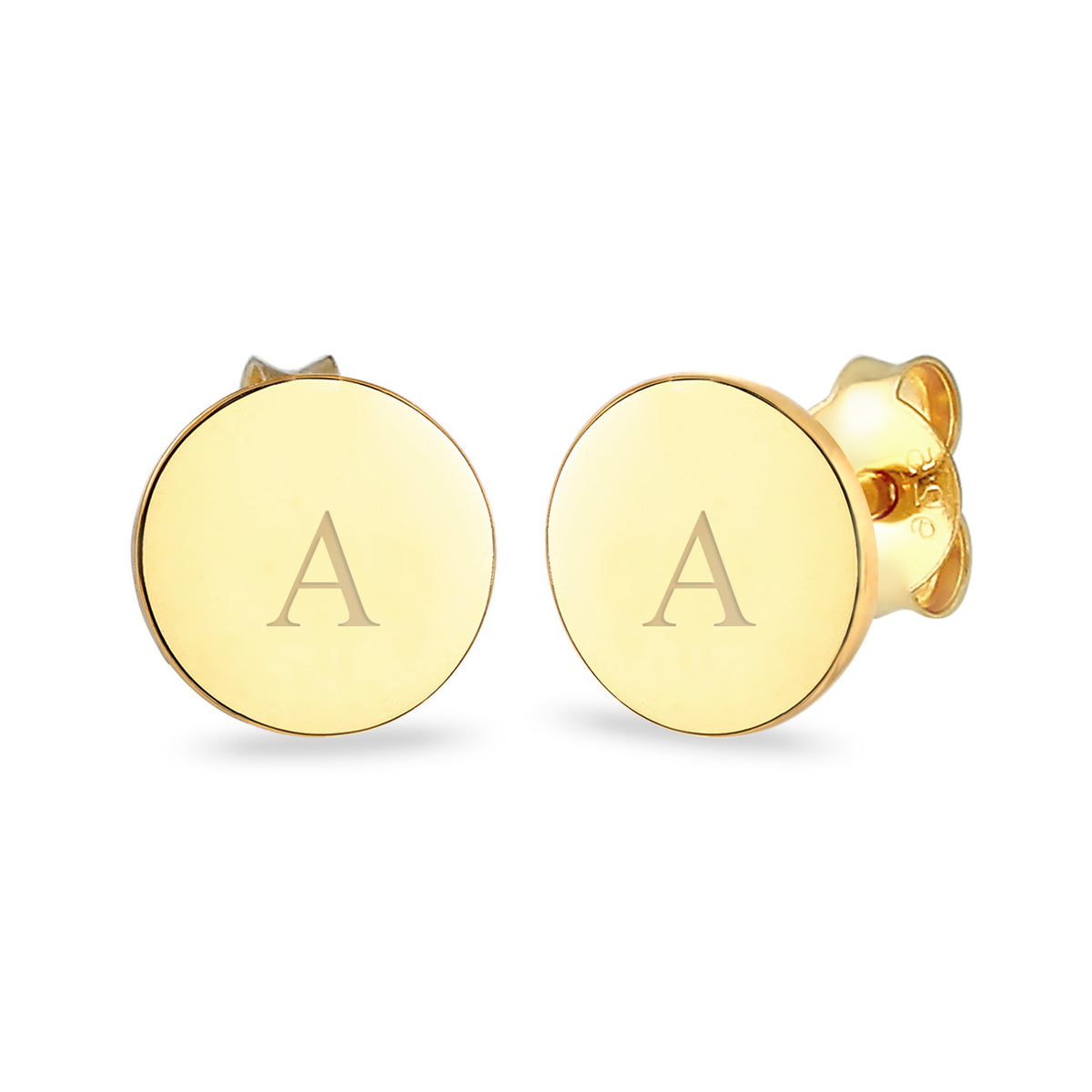 Gold - Elli | Ohrstecker | Gravur Plättchen | 925 Sterling Silber vergoldet