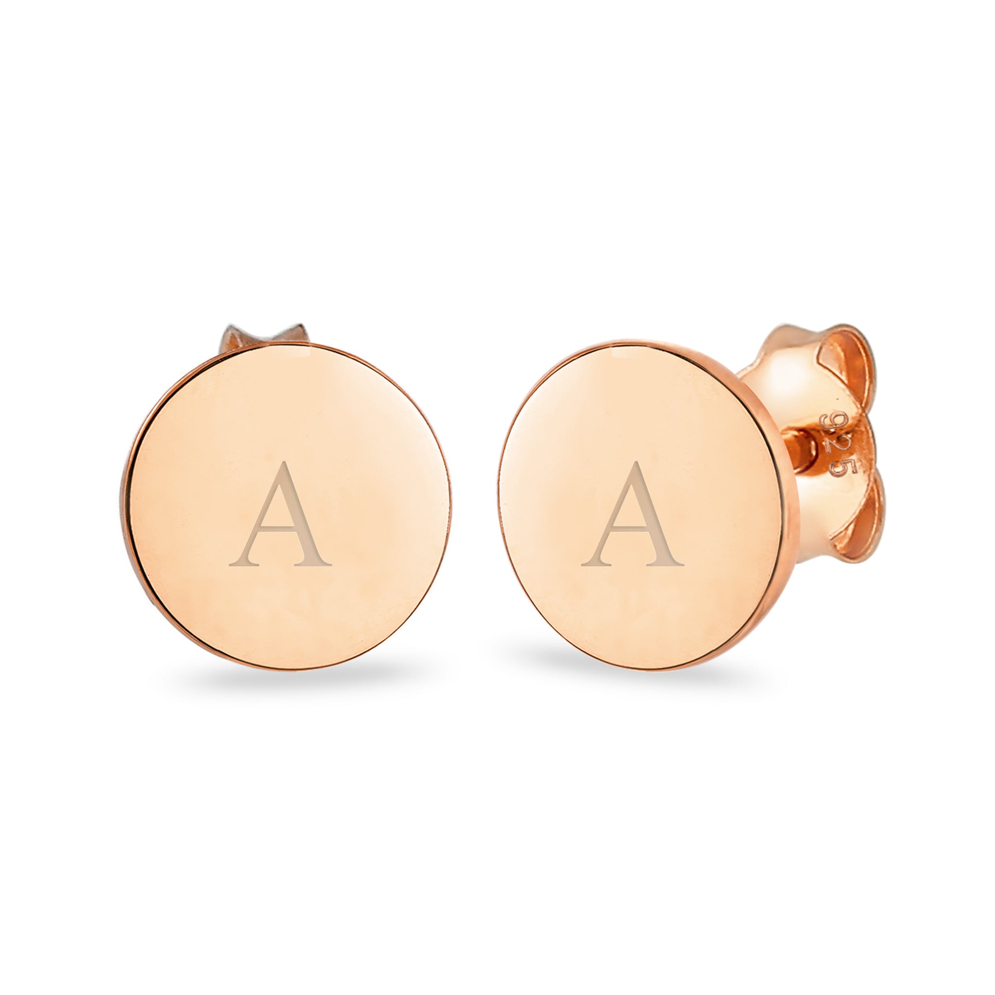 Roségold - Elli | Ohrstecker | Gravur Plättchen | 925 Sterling Silber rose-vergoldet