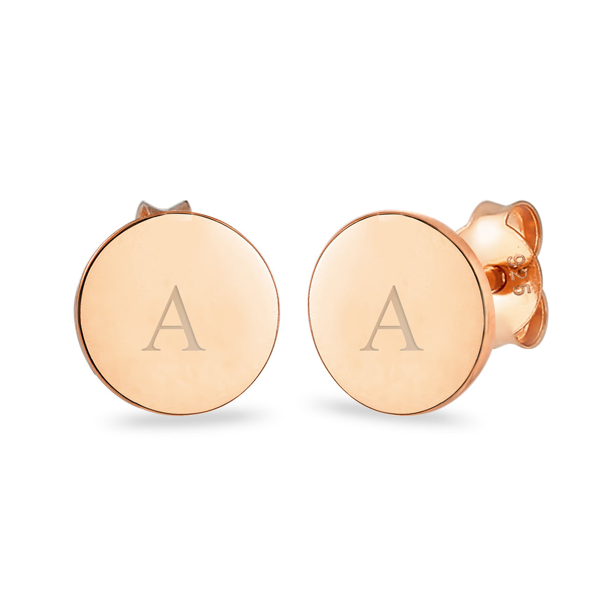 Roségold - Elli | Ohrstecker | Gravur Plättchen | 925 Sterling Silber rose-vergoldet