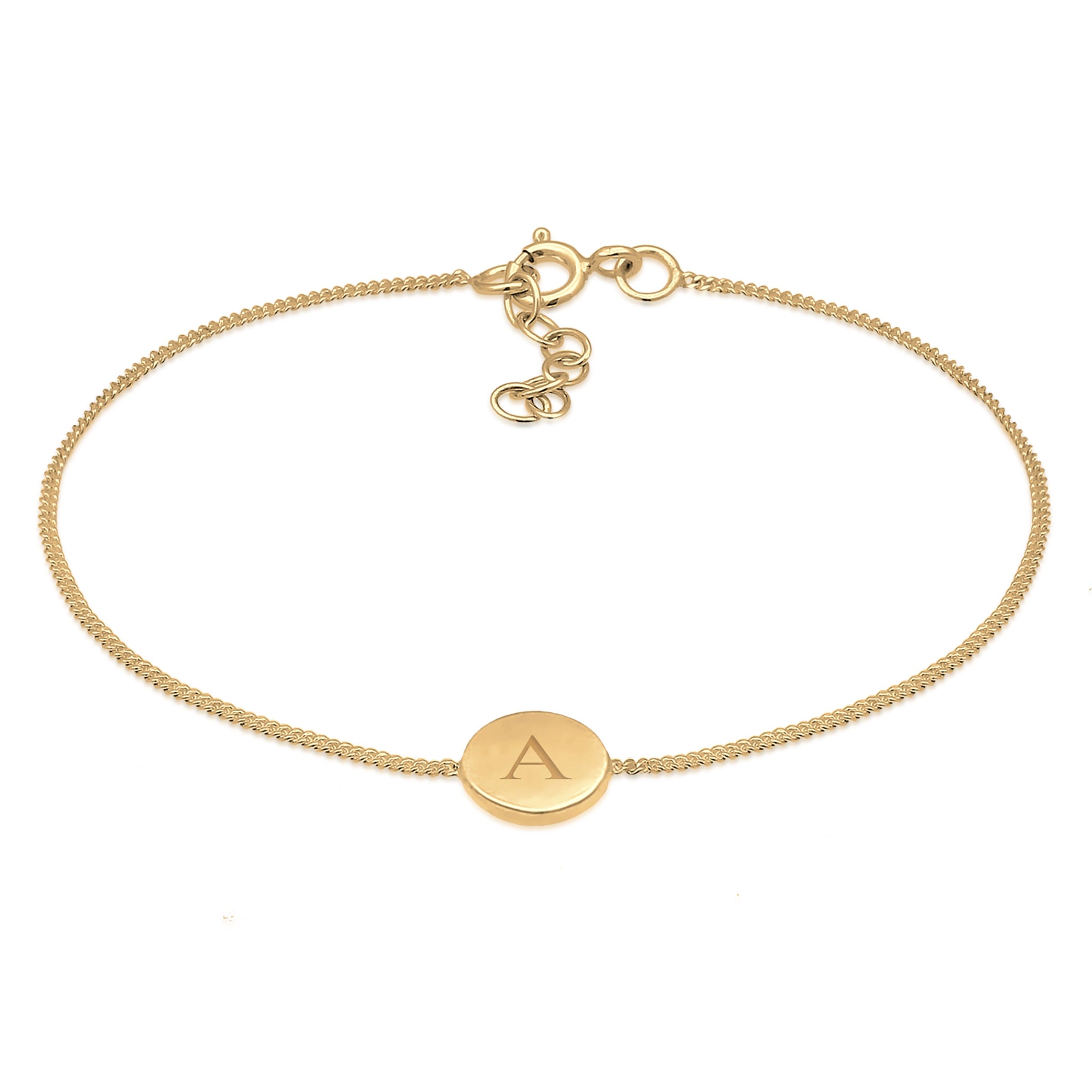 Gold - Elli | Armband | Gravur Plättchen | 925er Sterling Silber vergoldet