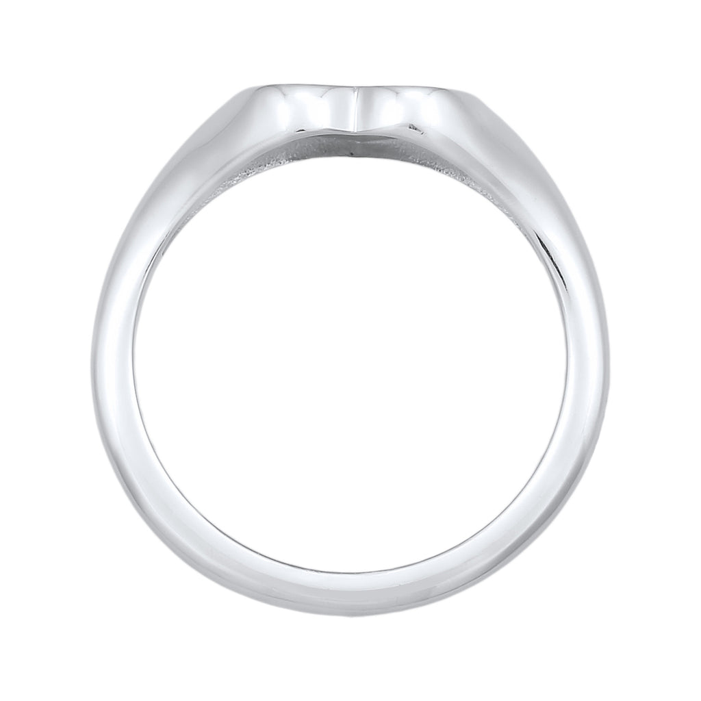 Silber - Elli | Siegelring Herz | Gravur Platte | 925er Sterling Silber