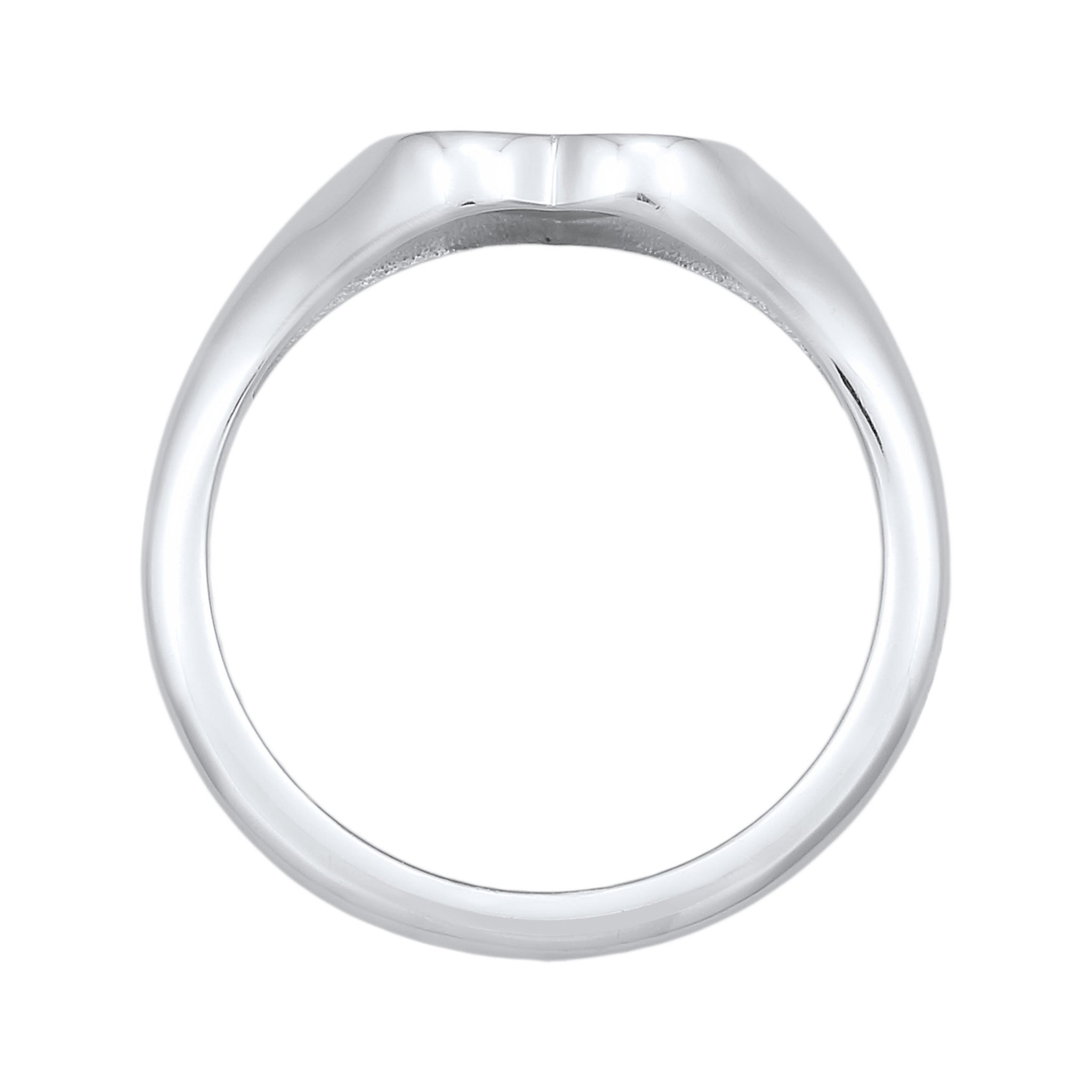 Silber - Elli | Siegelring Herz | Gravur Platte | 925er Sterling Silber