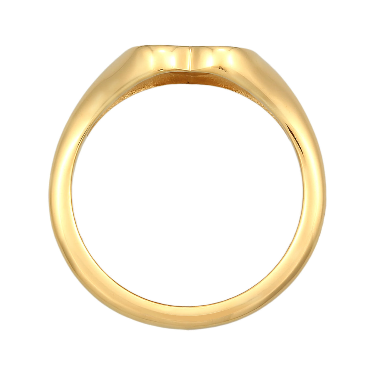 Gold - Elli | Siegelring Herz | Gravur Platte | 925er Sterling Silber vergoldet