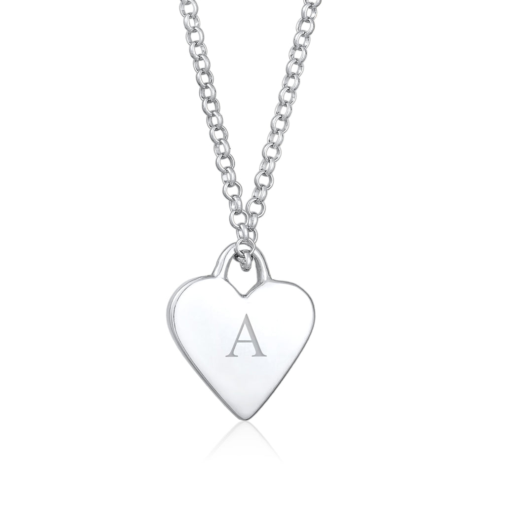 Silber - Elli | Halskette Herz | Gravur Plättchen | 925er Sterling Silber
