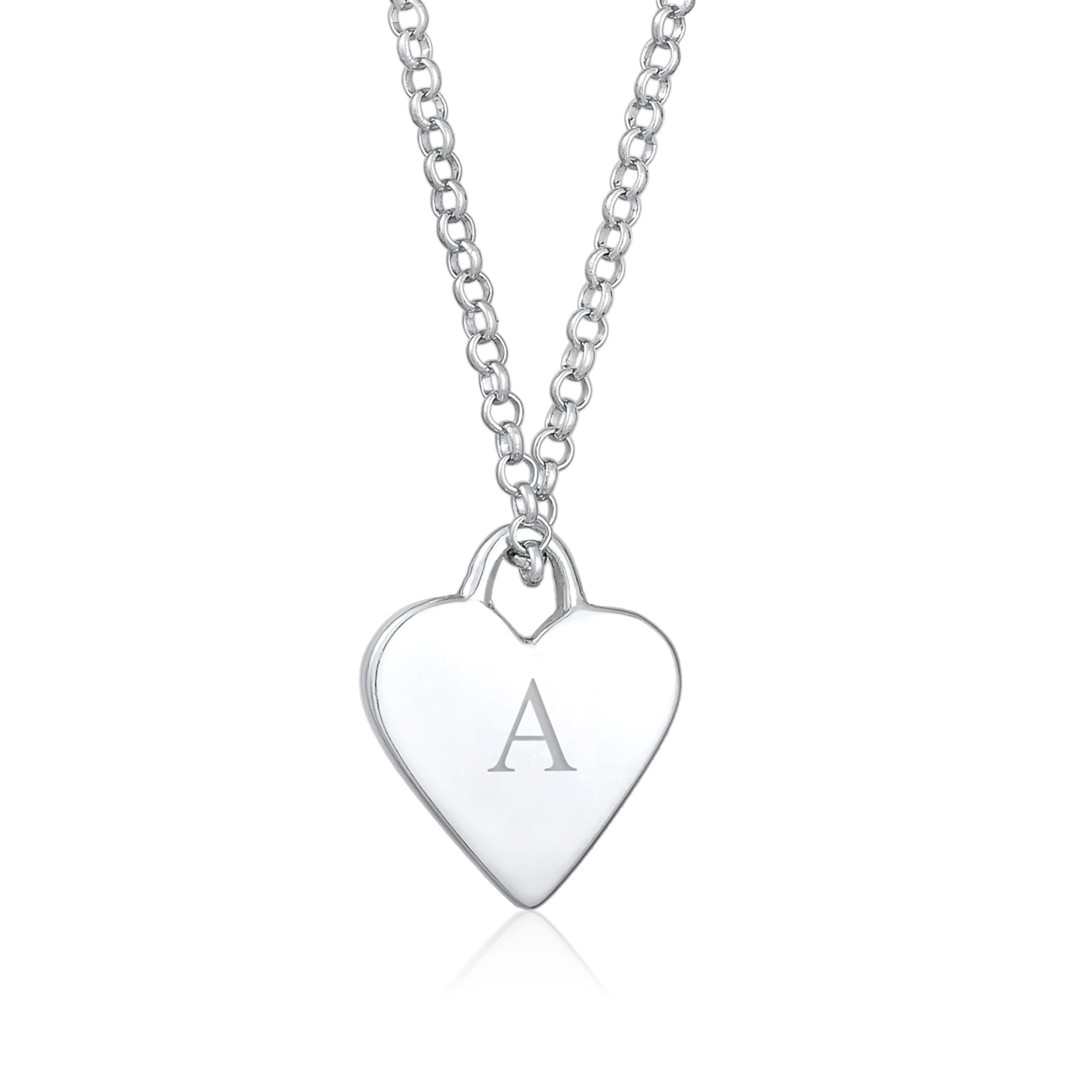 Silber - Elli | Halskette Herz | Gravur Plättchen | 925er Sterling Silber