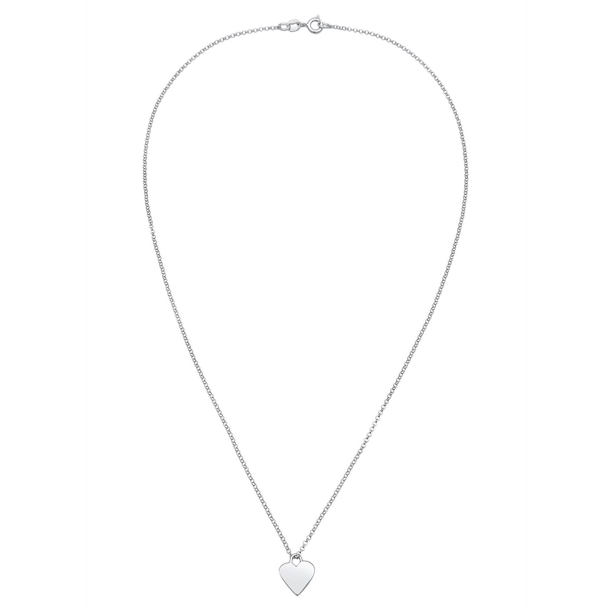 Silber - Elli | Halskette Herz | Gravur Plättchen | 925er Sterling Silber