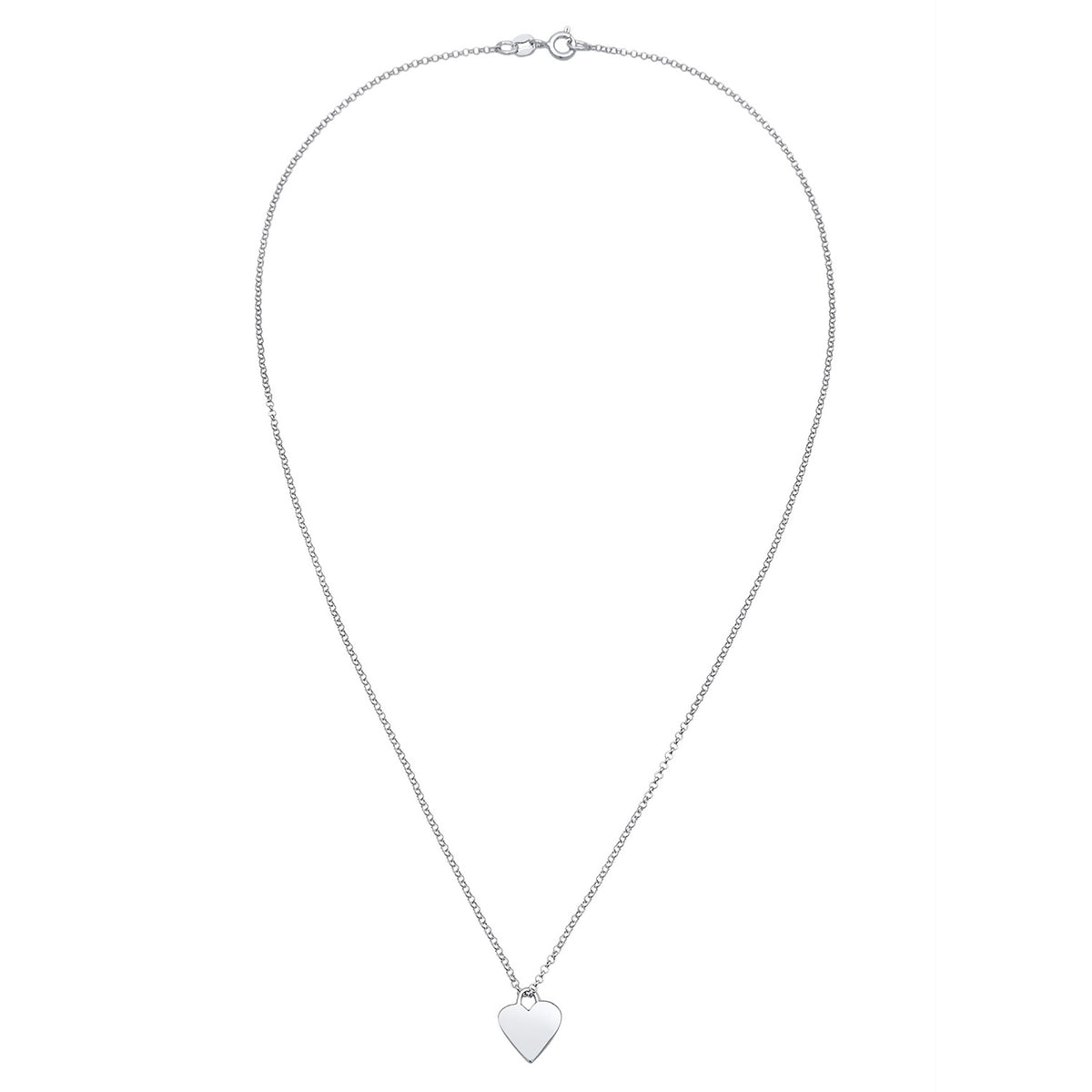 Silber - Elli | Halskette Herz | Gravur Plättchen | 925er Sterling Silber