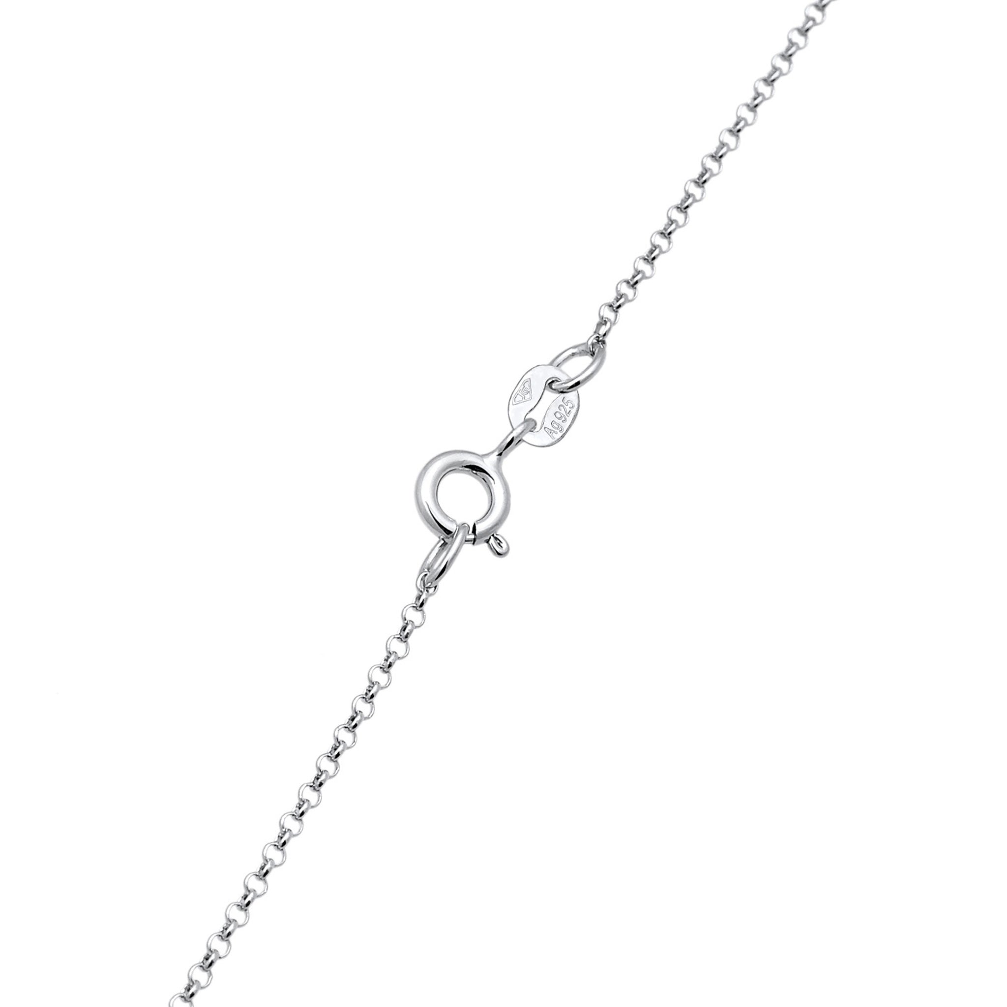 Silber - Elli | Halskette Herz | Gravur Plättchen | 925er Sterling Silber