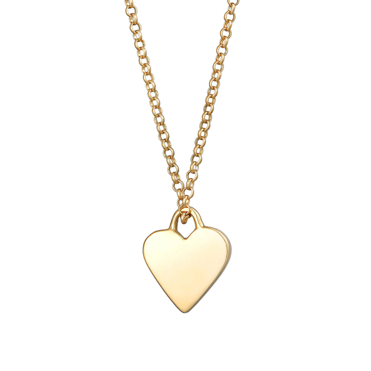 Gold - Elli | Halskette Herz | Gravur Plättchen | 925er Sterling Silber vergoldet