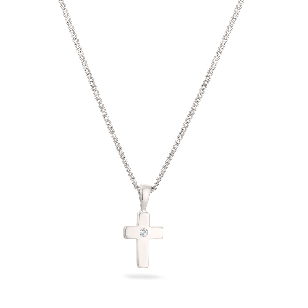Silber - Elli DIAMONDS | Halskette Kreuz | Laborgezüchteter Diamant (Weiß, 0.02 ct) | 925 Sterling Silber