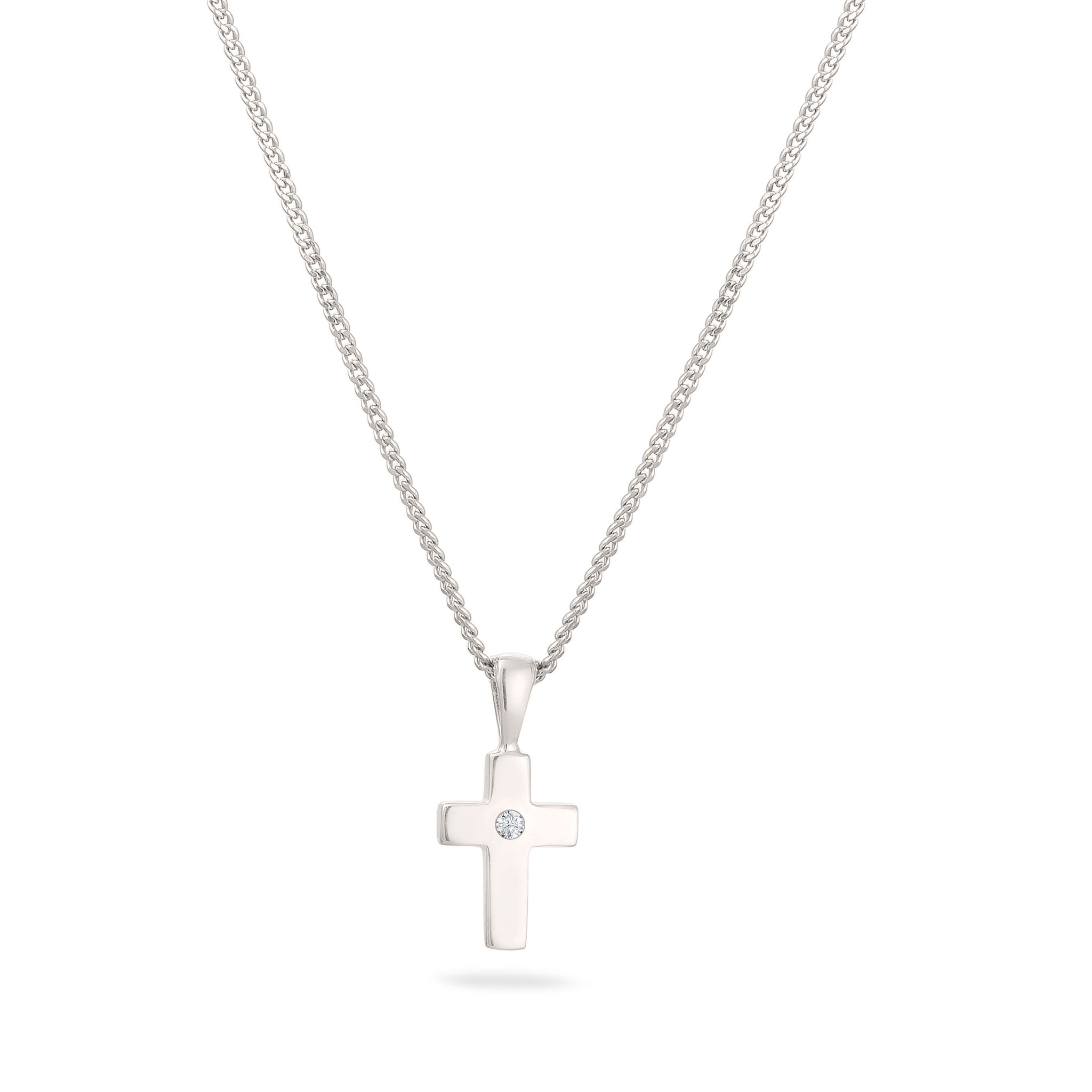 Silber - Elli DIAMONDS | Halskette Kreuz | Laborgezüchteter Diamant (Weiß, 0.02 ct) | 925 Sterling Silber