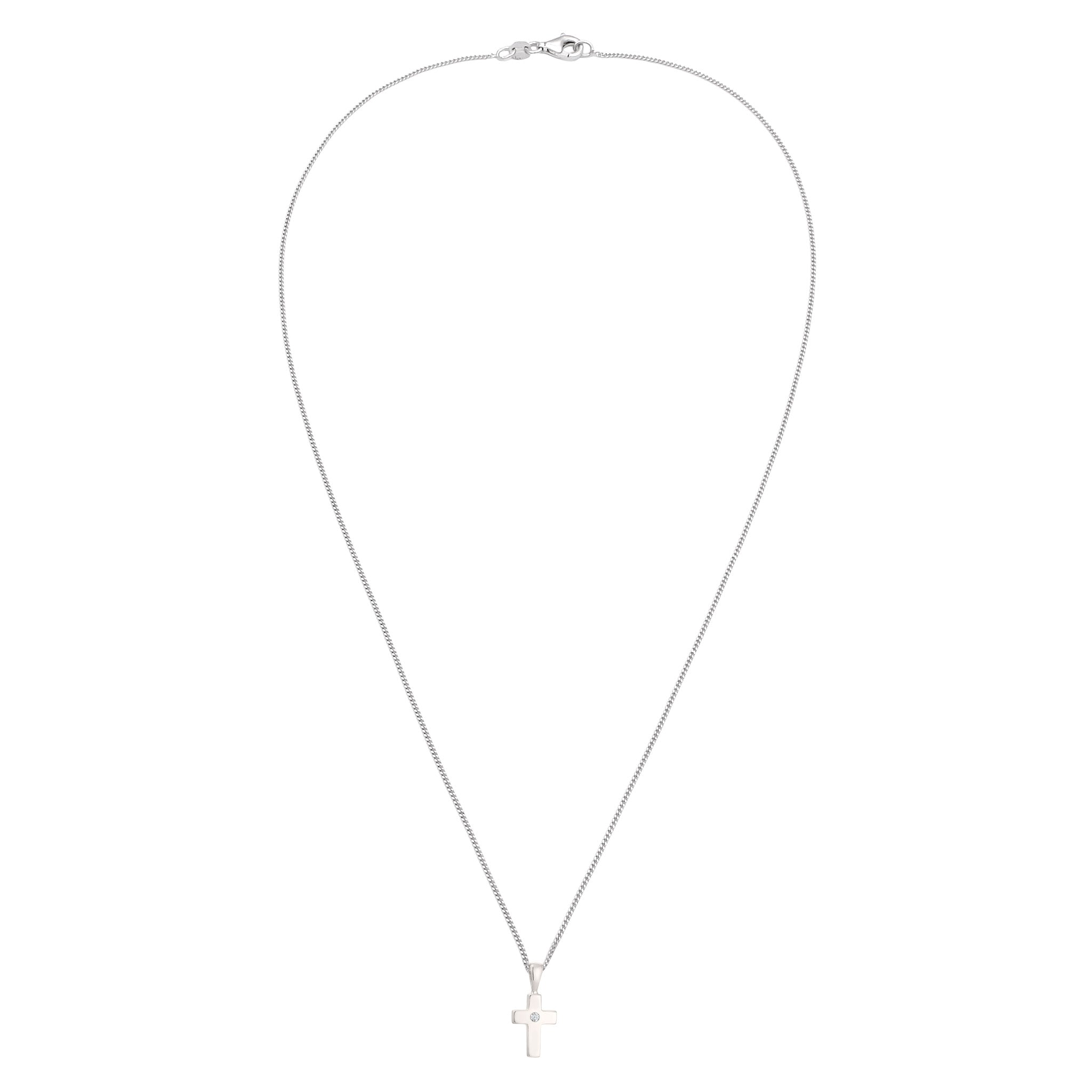 Silber - Elli DIAMONDS | Halskette Kreuz | Laborgezüchteter Diamant (Weiß, 0.02 ct) | 925 Sterling Silber