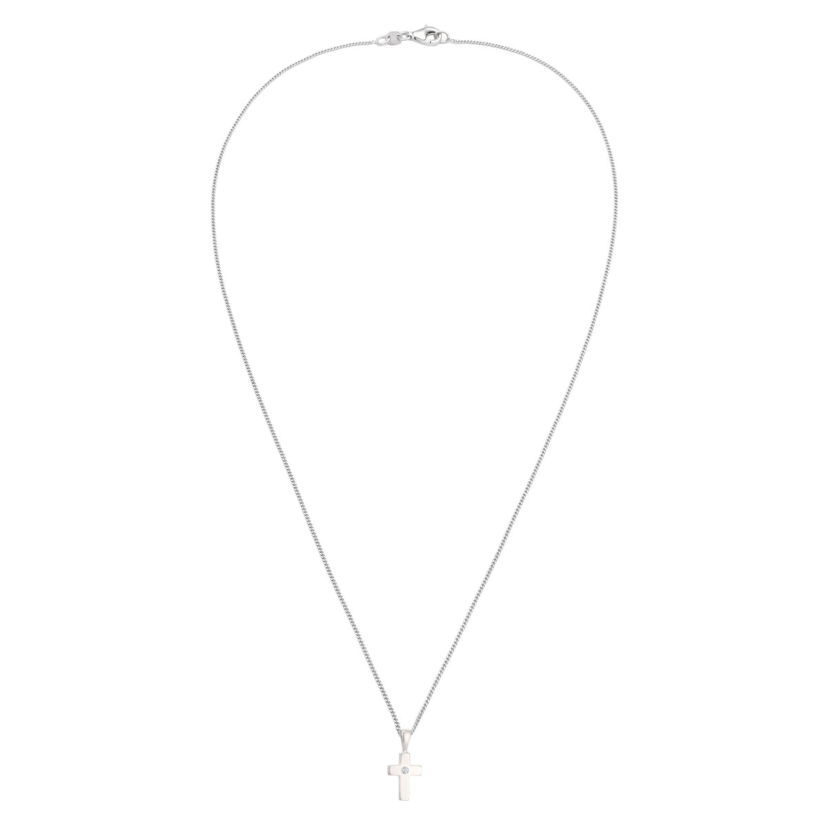 Silber - Elli DIAMONDS | Halskette Kreuz | Laborgezüchteter Diamant (Weiß, 0.02 ct) | 925 Sterling Silber