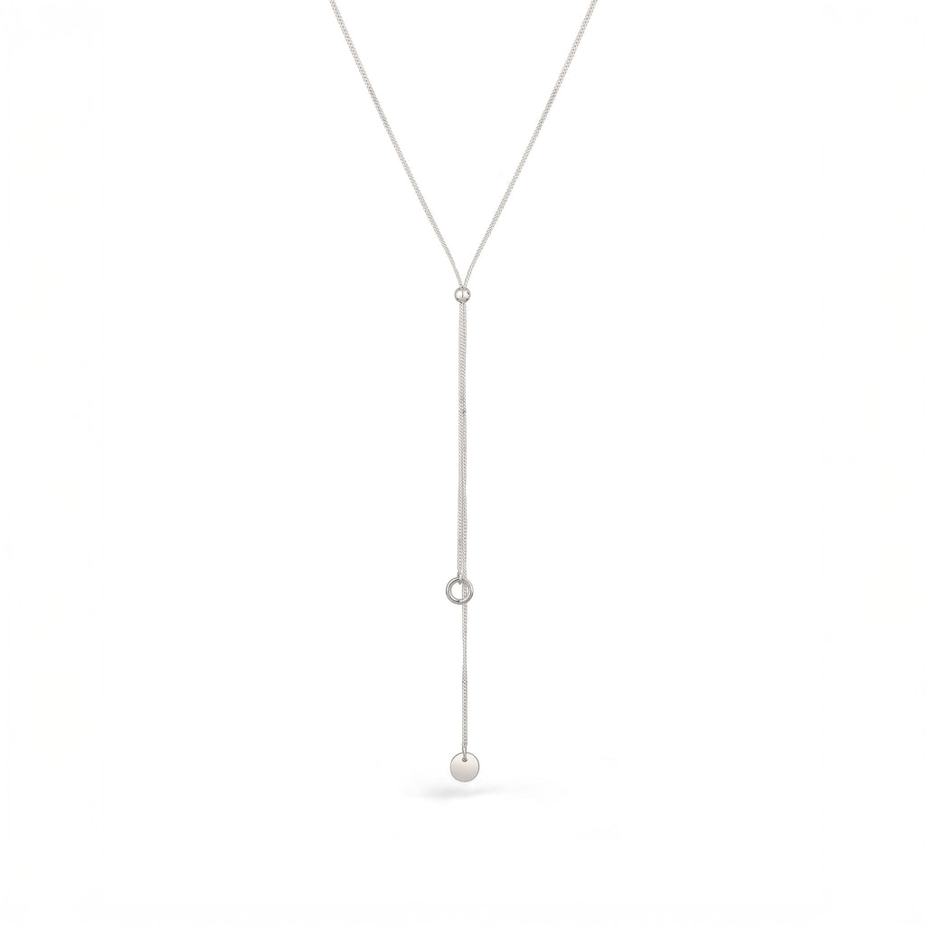 Silber - Elli | Y-Halskette Plättchen | 925 Sterling Silber