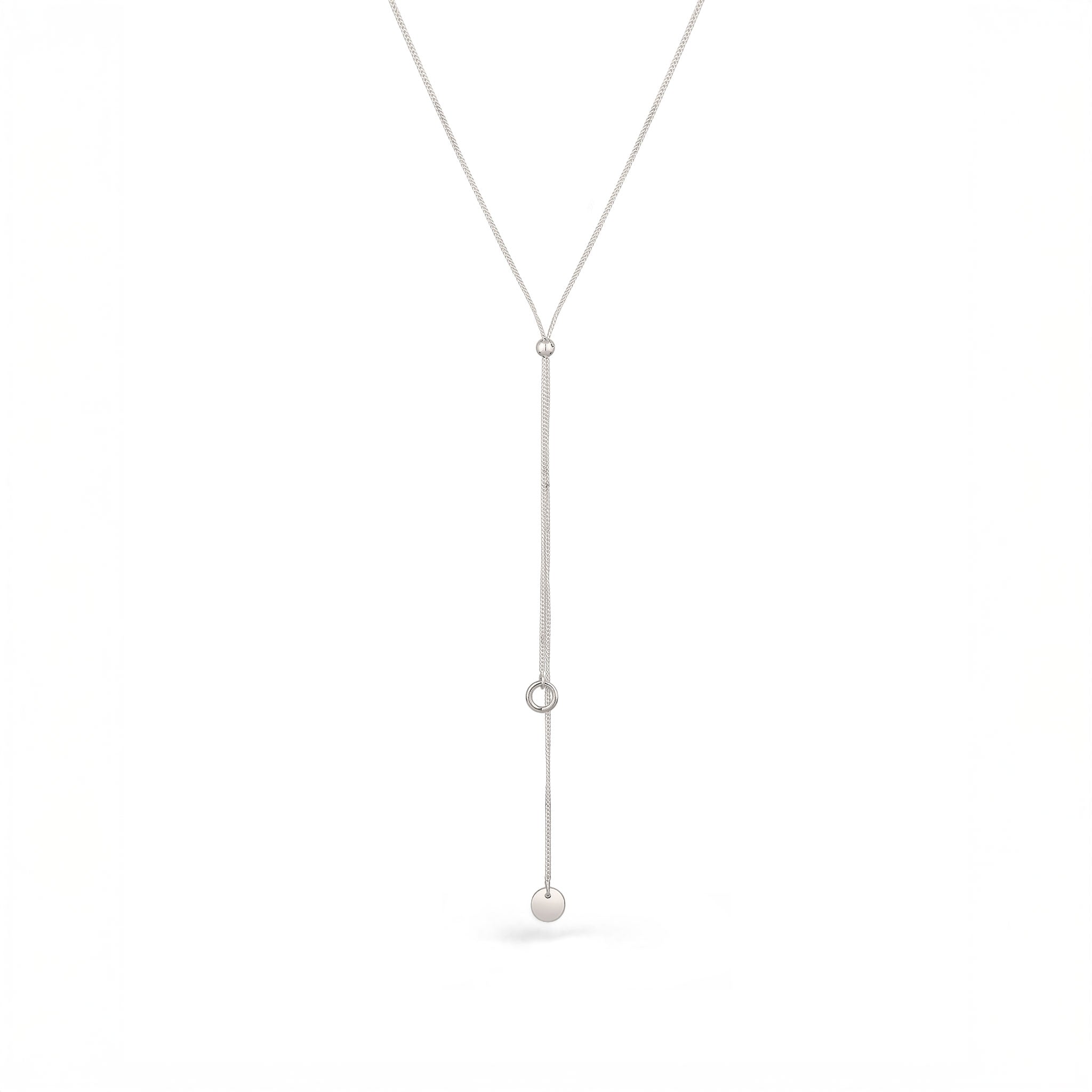 Silber - Elli | Y-Halskette Plättchen | 925 Sterling Silber