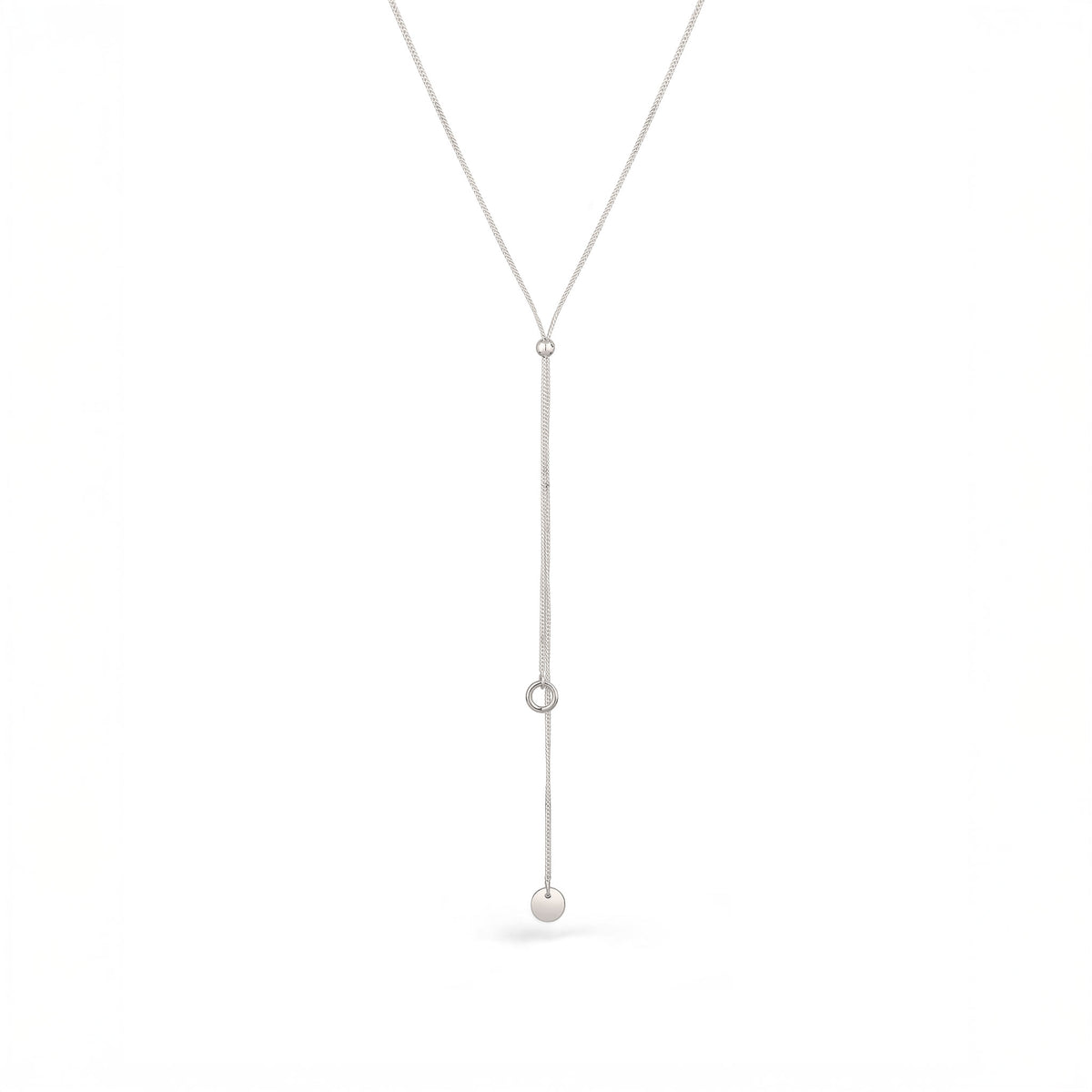 Silber - Elli | Y-Halskette Plättchen | 925 Sterling Silber