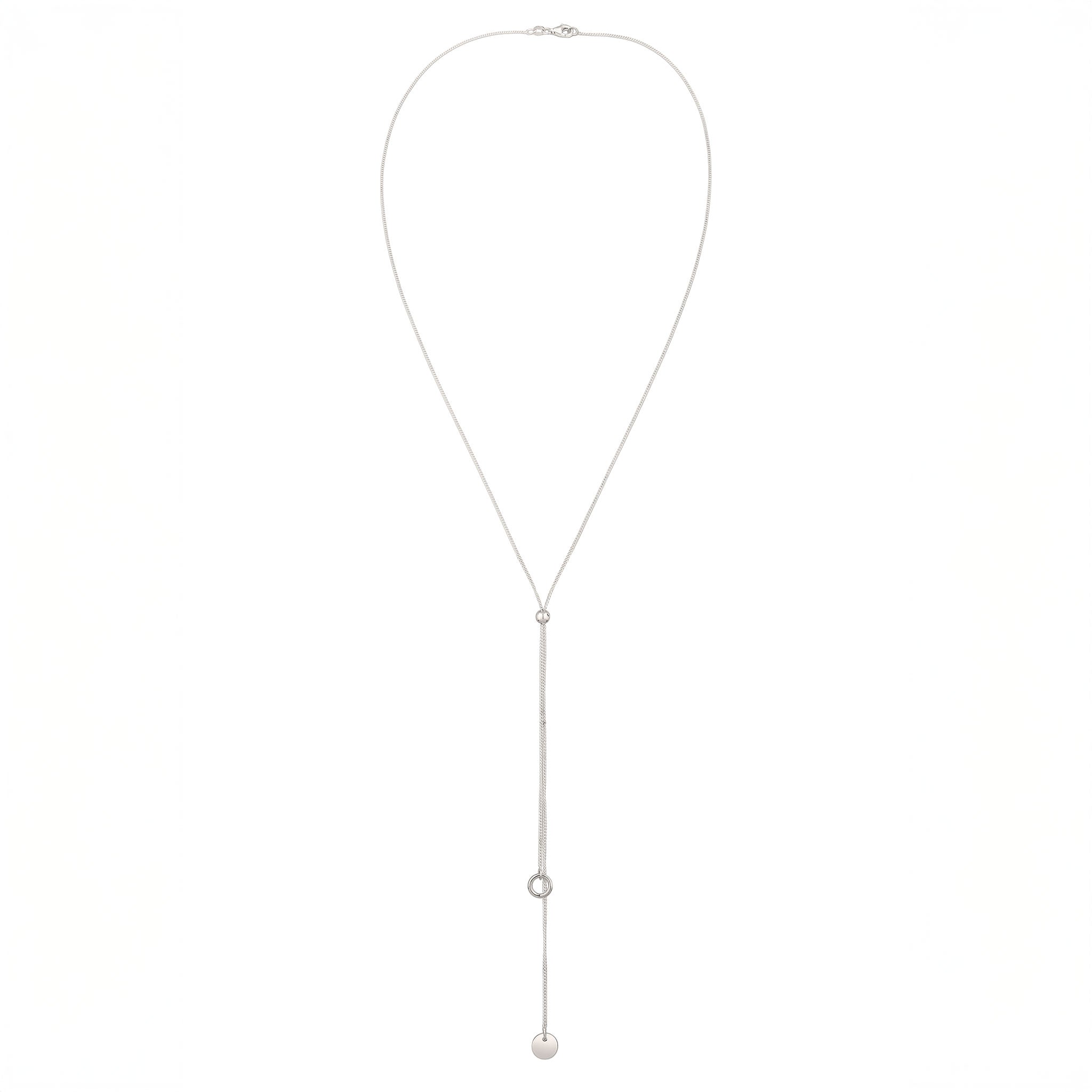 Silber - Elli | Y-Halskette Plättchen | 925 Sterling Silber