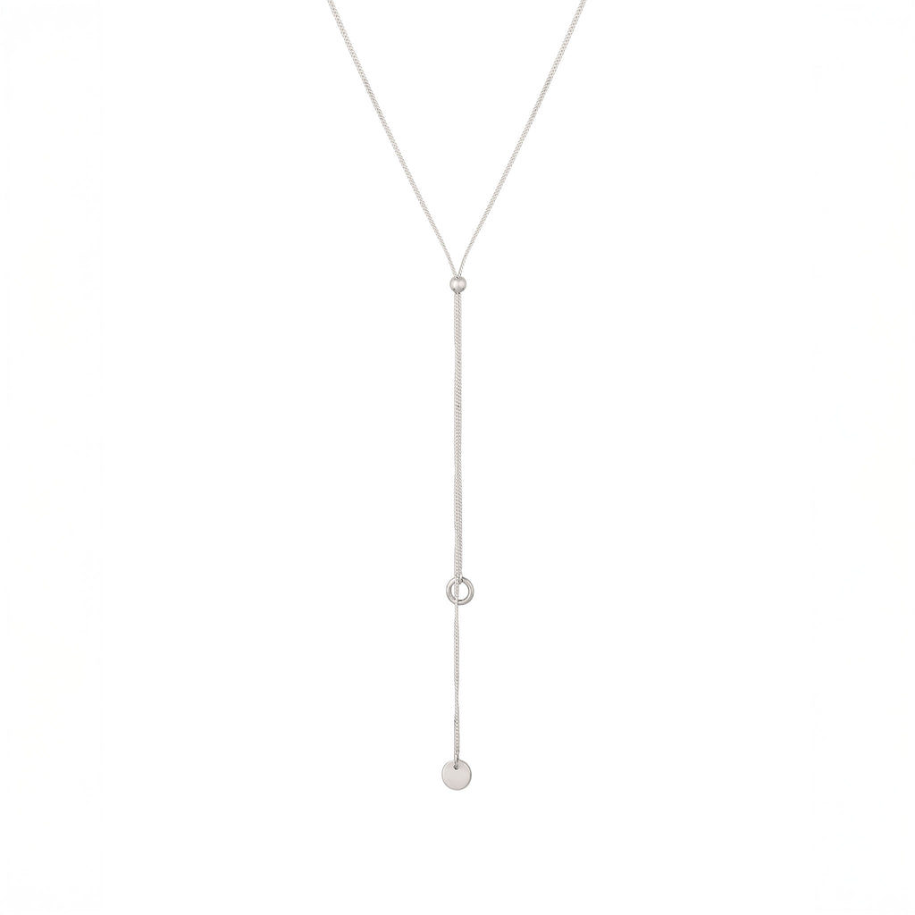 Silber - Elli | Y-Halskette Plättchen | 925 Sterling Silber