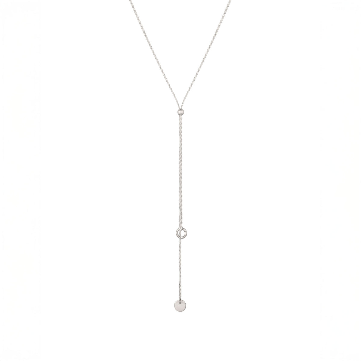 Silber - Elli | Y-Halskette Plättchen | 925 Sterling Silber