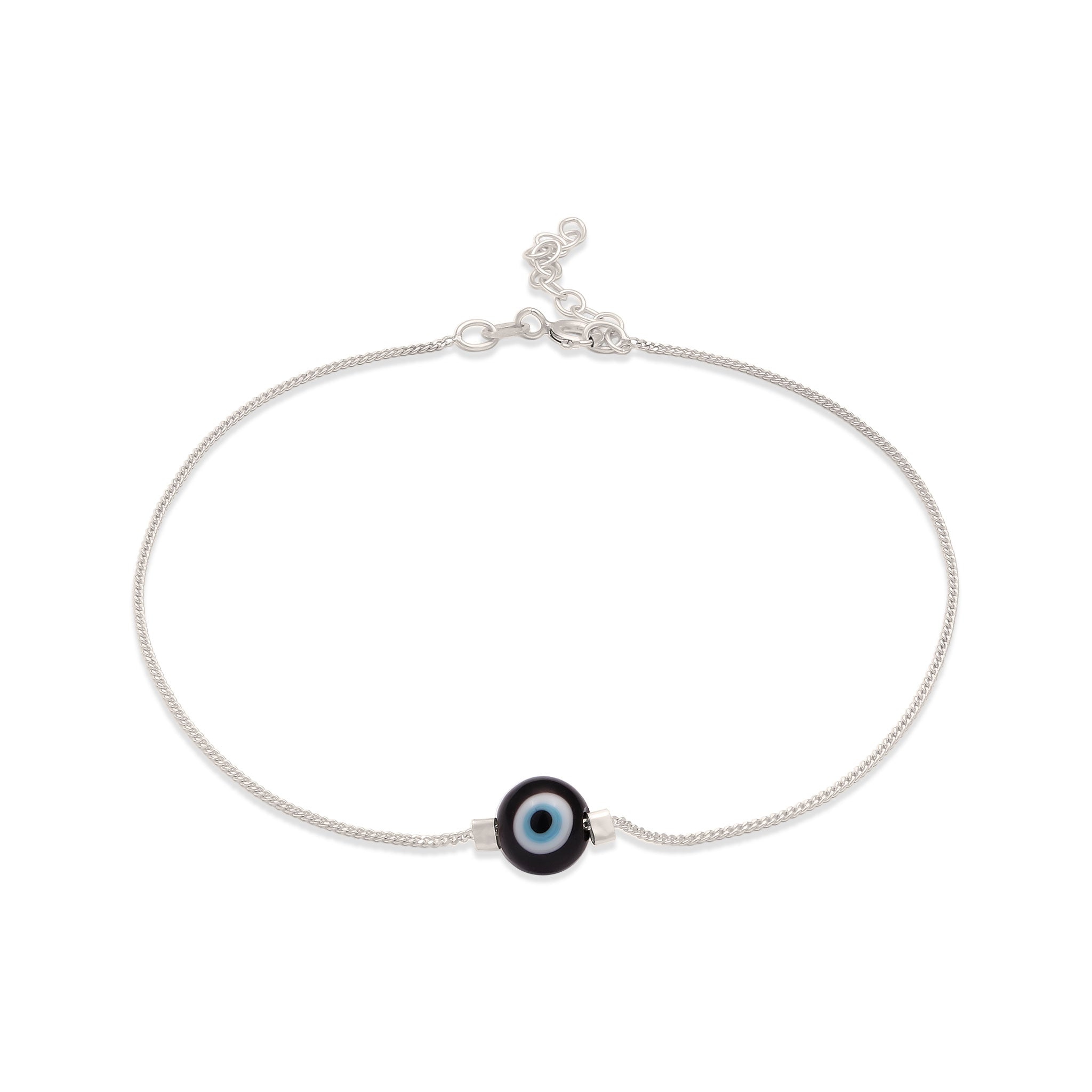 Silber - Elli | Fußkettchen Evil Eye Bead | 925 Sterling Silber