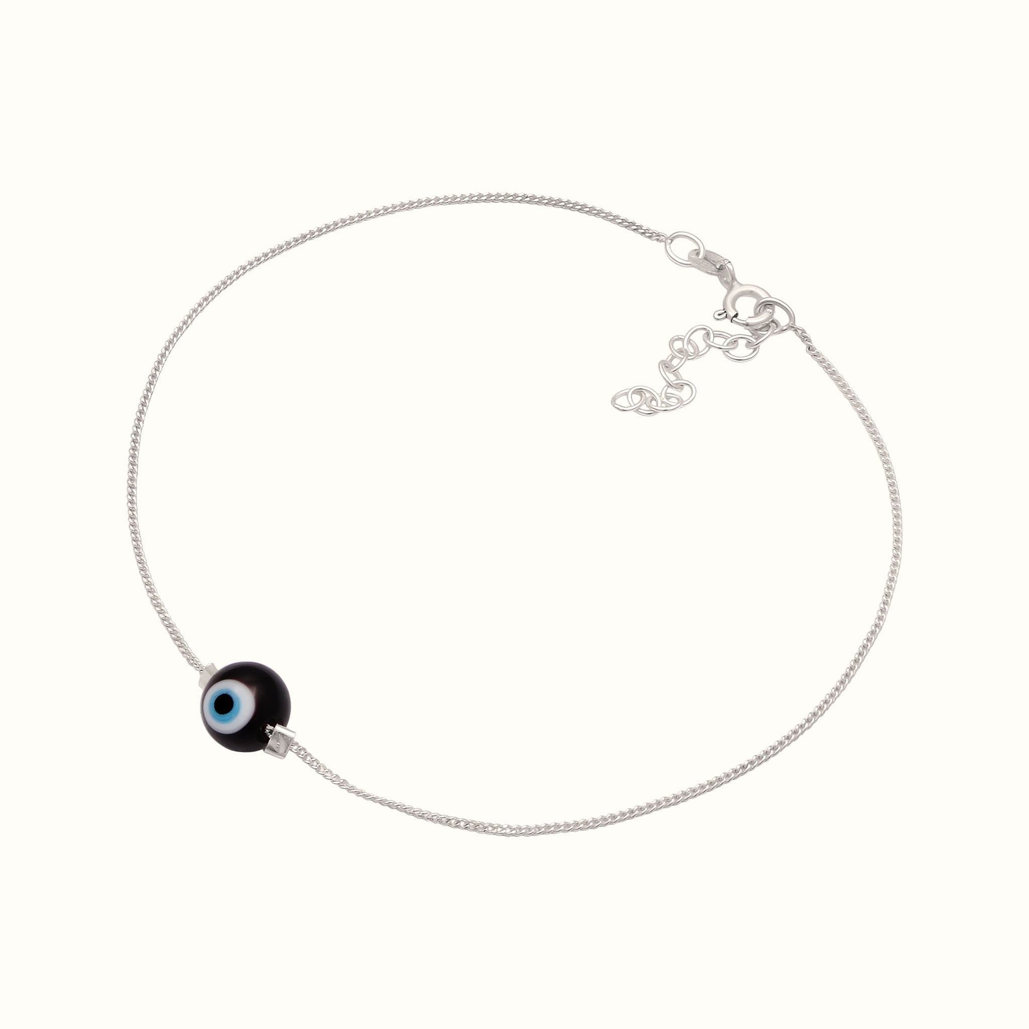 Silber - Elli | Fußkettchen Evil Eye Bead | 925 Sterling Silber