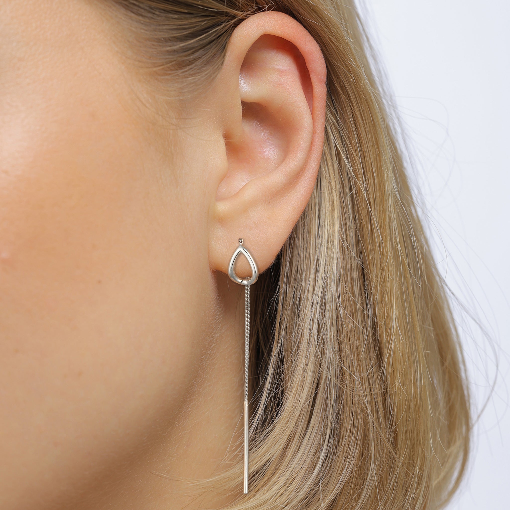 Silber - Elli | Ohrhänger Durchzieher Tropfen | 925 Sterling Silber