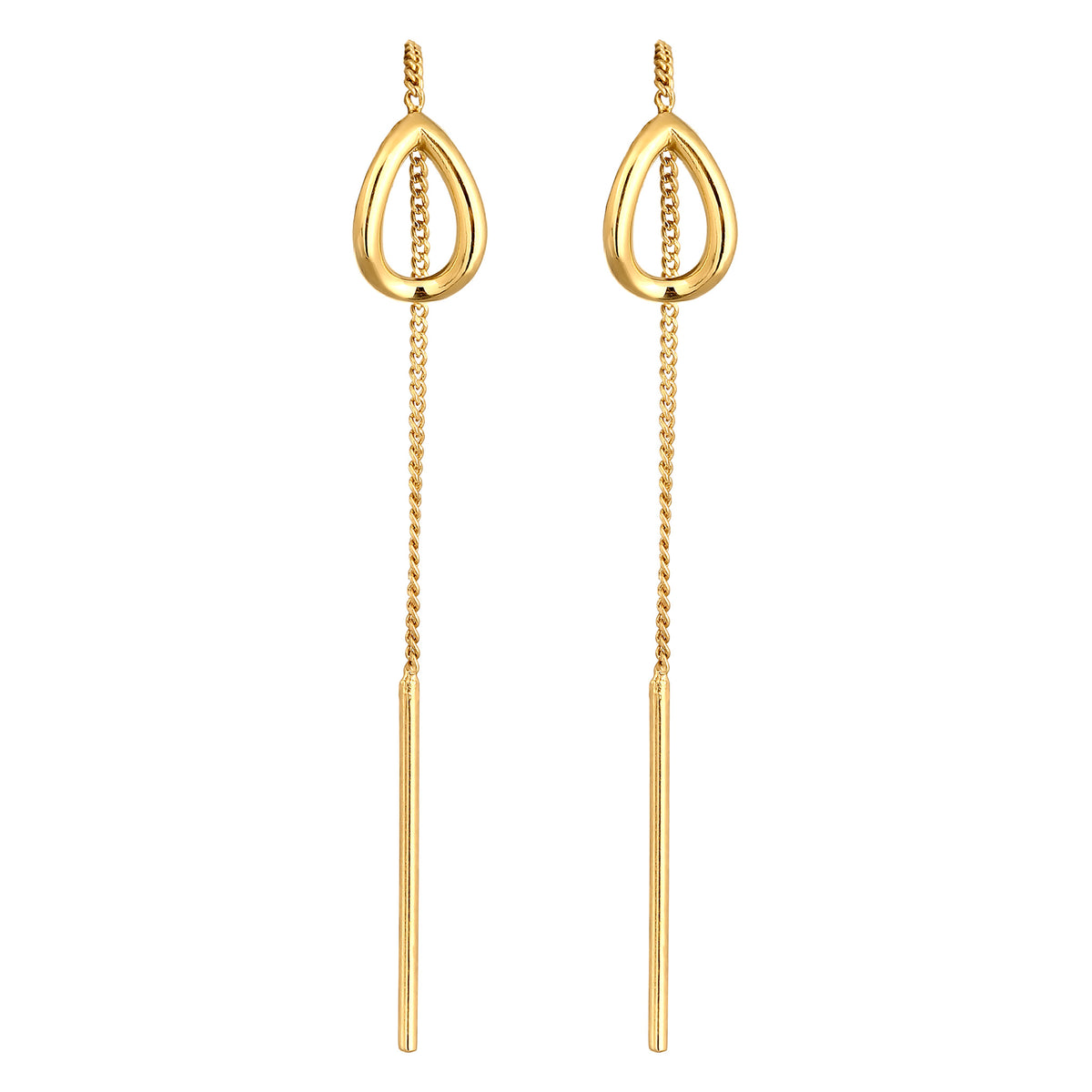 Gold - Elli | Ohrhänger Durchzieher Tropfen | 925 Sterling Silber vergoldet