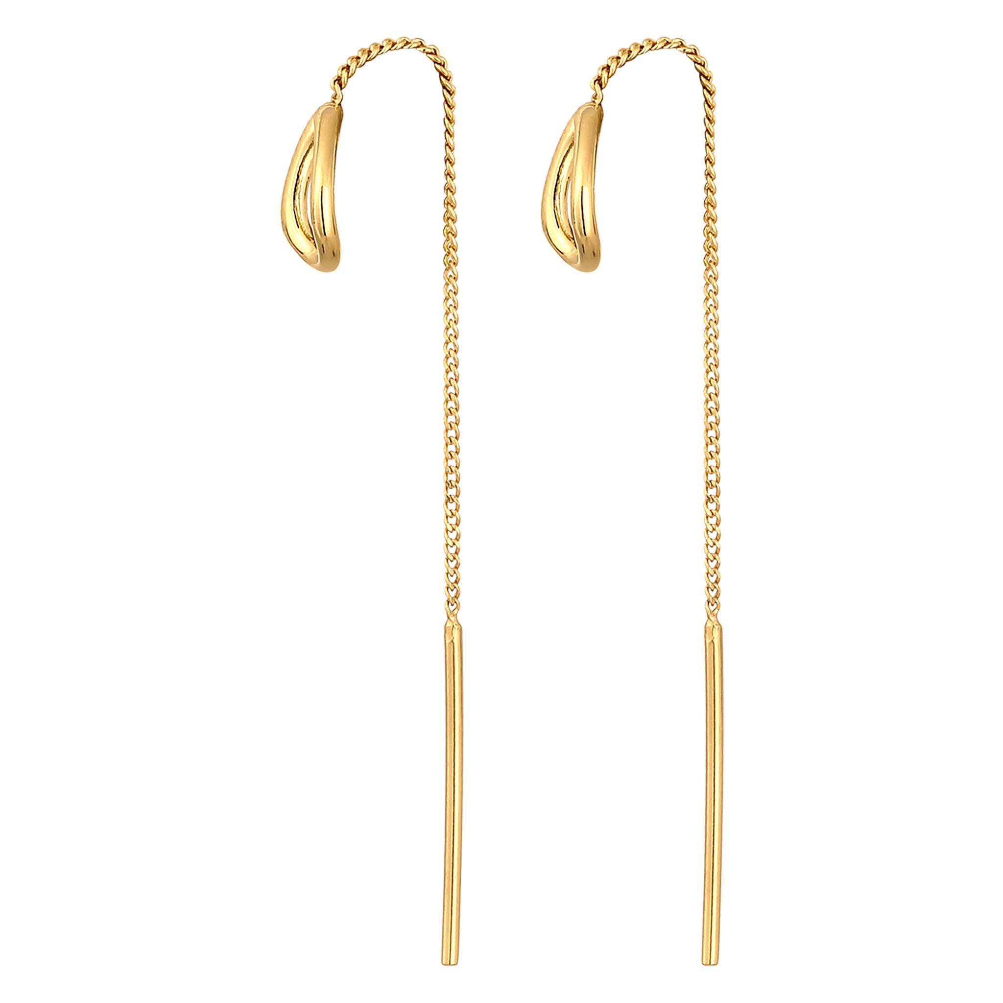 Gold - Elli | Ohrhänger Durchzieher Tropfen | 925 Sterling Silber vergoldet