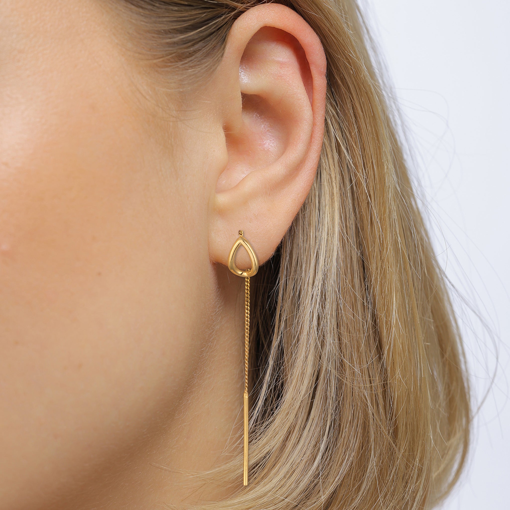 Gold - Elli | Ohrhänger Durchzieher Tropfen | 925 Sterling Silber vergoldet