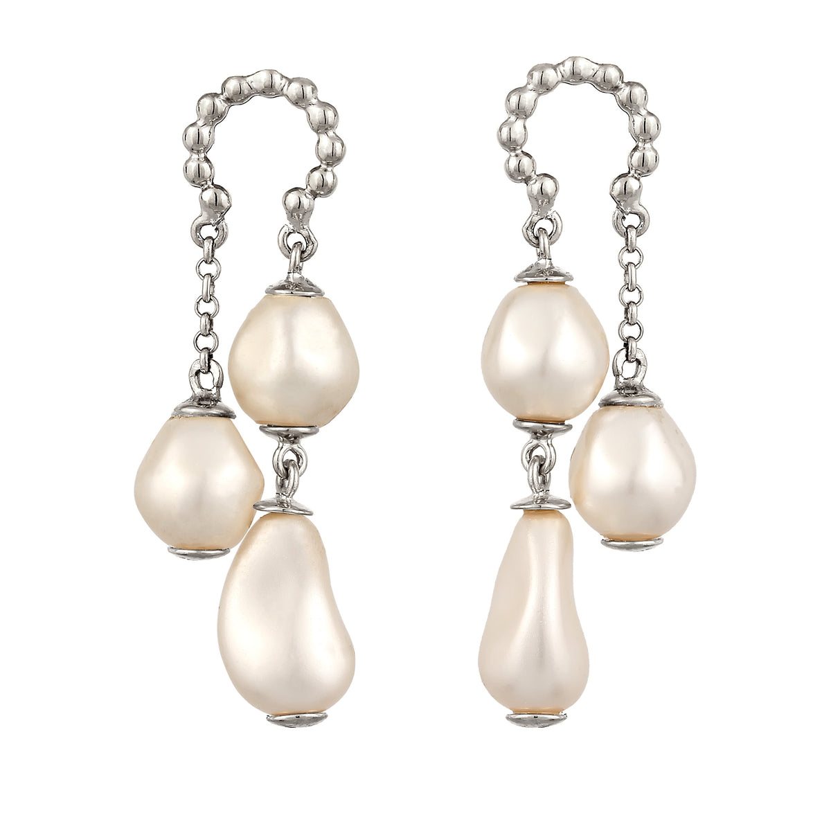 Silber - Elli PREMIUM | Ohrstecker Kugeln | Mit Perlen von Swarovski® (Weiß) | 925 Sterling Silber