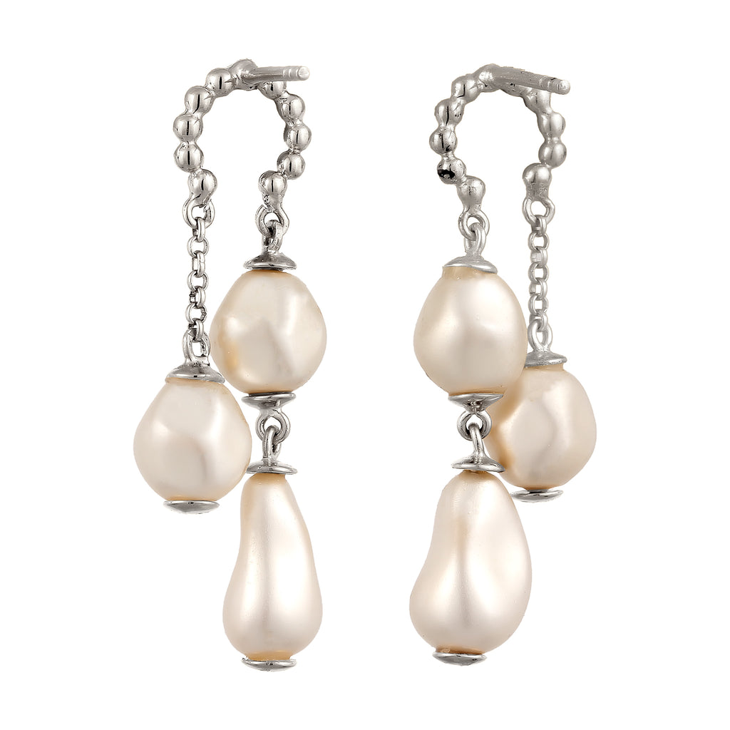 Silber - Elli PREMIUM | Ohrstecker Kugeln | Mit Perlen von Swarovski® (Weiß) | 925 Sterling Silber