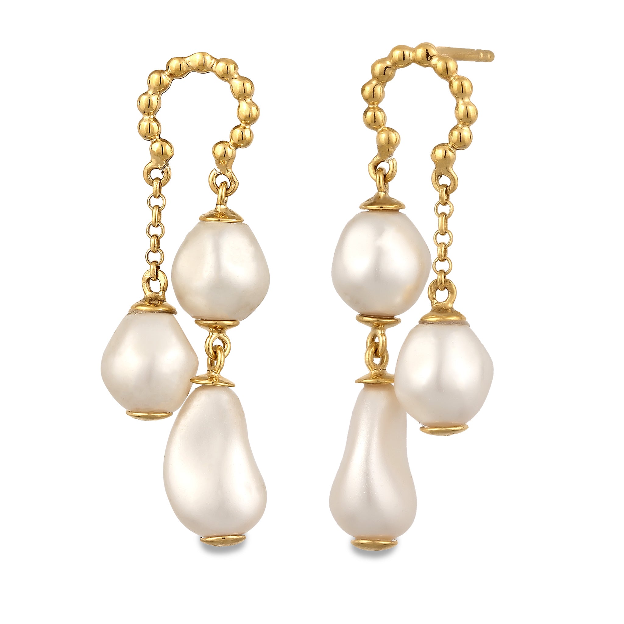 Gold - Elli PREMIUM | Ohrstecker Kugeln | Mit Perlen von Swarovski®  (Weiß) | 925 Sterling Silber vergoldet