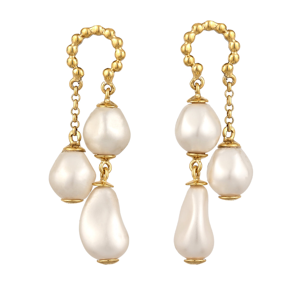 Gold - Elli PREMIUM | Ohrstecker Kugeln | Mit Perlen von Swarovski®  (Weiß) | 925 Sterling Silber vergoldet