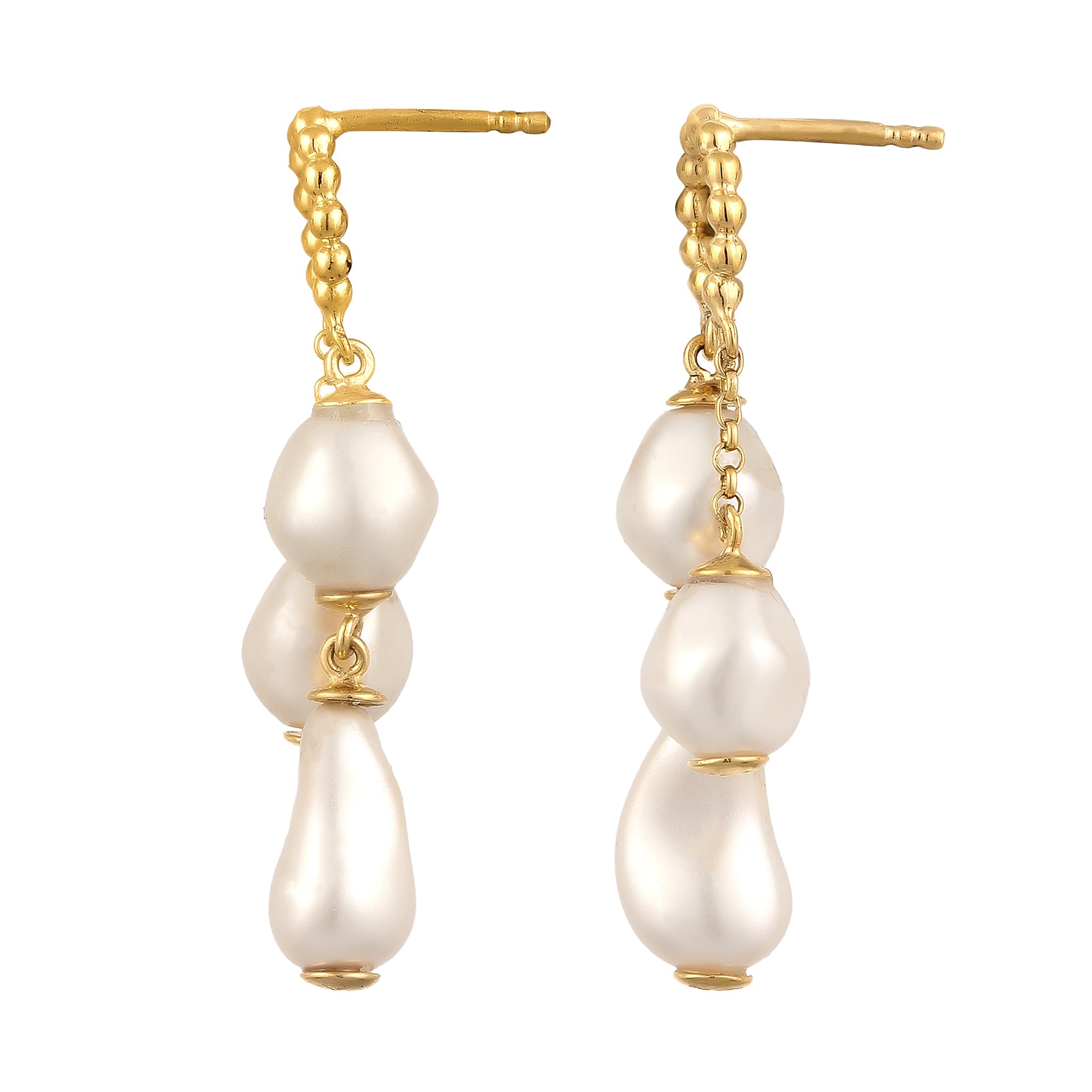 Gold - Elli PREMIUM | Ohrstecker Kugeln | Mit Perlen von Swarovski®  (Weiß) | 925 Sterling Silber vergoldet