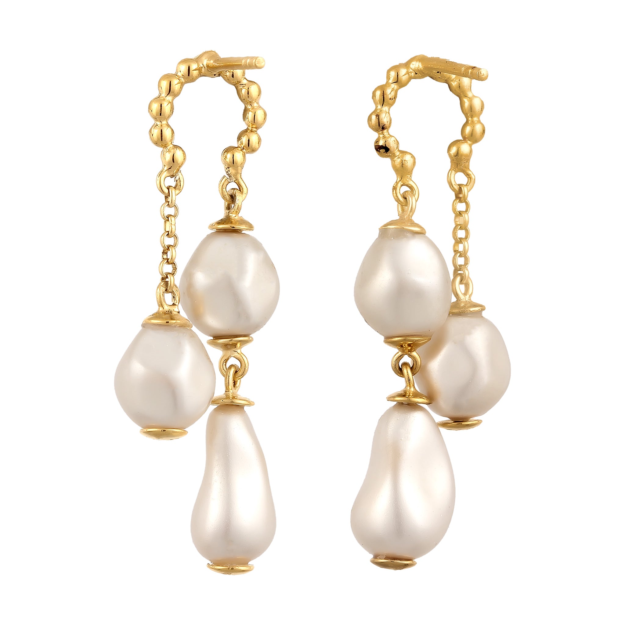 Gold - Elli PREMIUM | Ohrstecker Kugeln | Mit Perlen von Swarovski®  (Weiß) | 925 Sterling Silber vergoldet