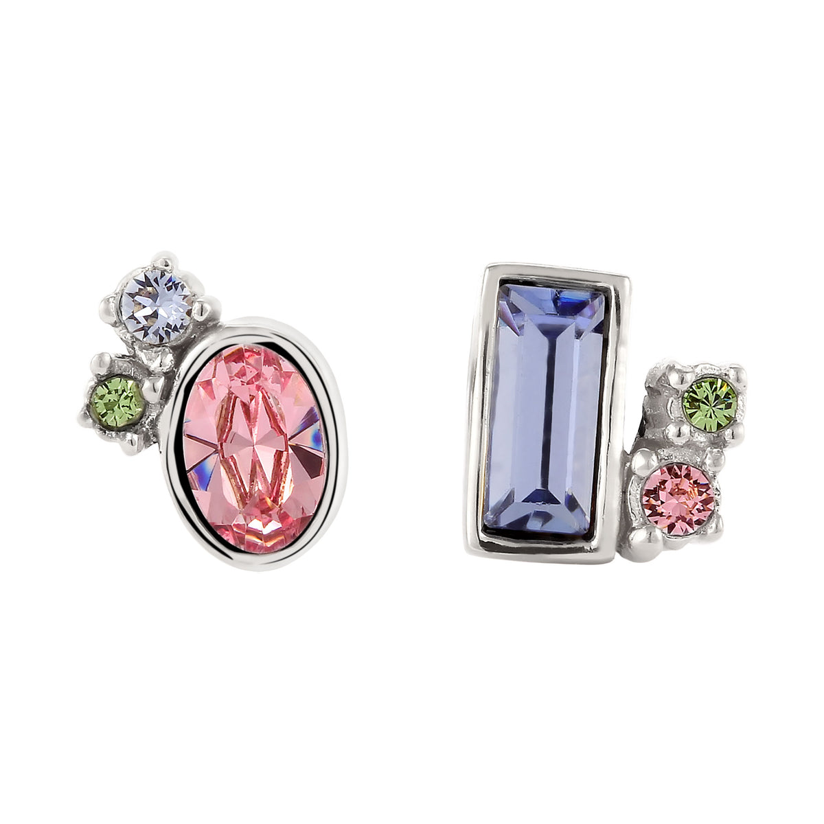 Silber - Elli | Ohrstecker | Mit Kristallen von Swarovski® (Rosa & Blau & Grün) | 925 Sterling Silber