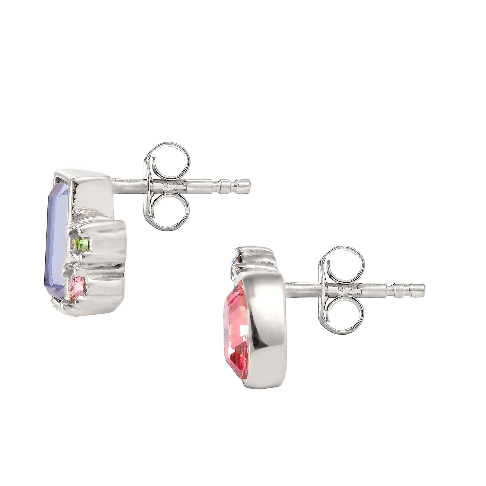 Silber - Elli | Ohrstecker | Mit Kristallen von Swarovski® (Rosa & Blau & Grün) | 925 Sterling Silber